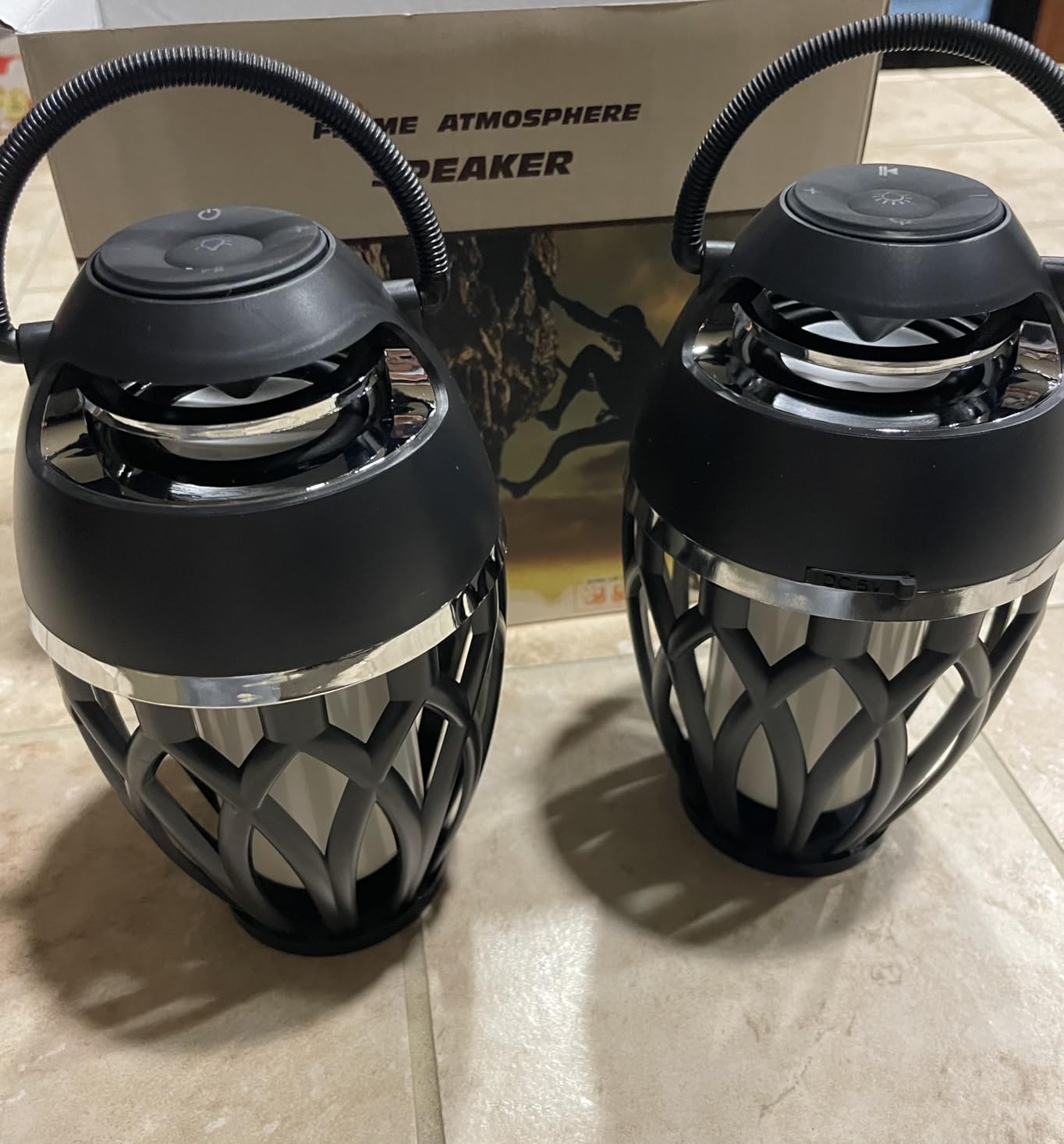 MOFOKEAY 2 Pack Outdoor Bluetooth Speakers, Wireless Speakers with LED Flame Flickers, IP5X Waterproof Torch Lights Lantern Speakers for Patio Yard Pool Party, Gifts for Men/Women customer photo 2