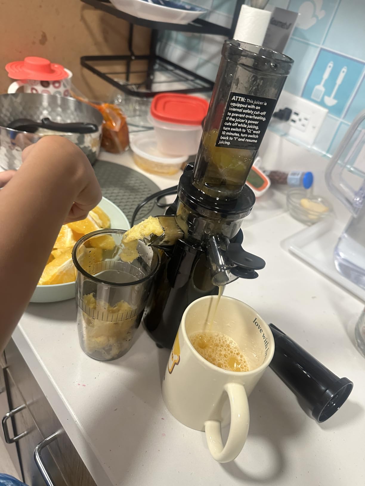Elite Gourmet EJX600 Mini Compact Small Space-Saving Masticating Slow Juicer Cold Press Juice Extractor, Nutrient and Vitamin Dense, BPA-Free Tritan, Easy to Clean, 16 oz Juice Cup, Charcoal Grey customer photo 1