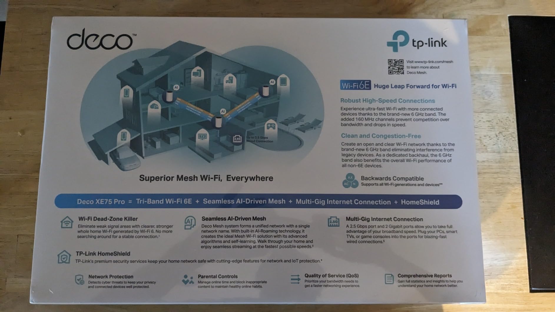 TP-Link Deco XE75 Pro AXE5400 Tri-Band WiFi 6E Mesh System - 2.5G WAN/LAN Port, Covers up to 7,200 Sq.Ft, Replaces WiFi Router and Extender, AI-Driven Mesh, 6GHz Band, 3-Pack customer photo 2