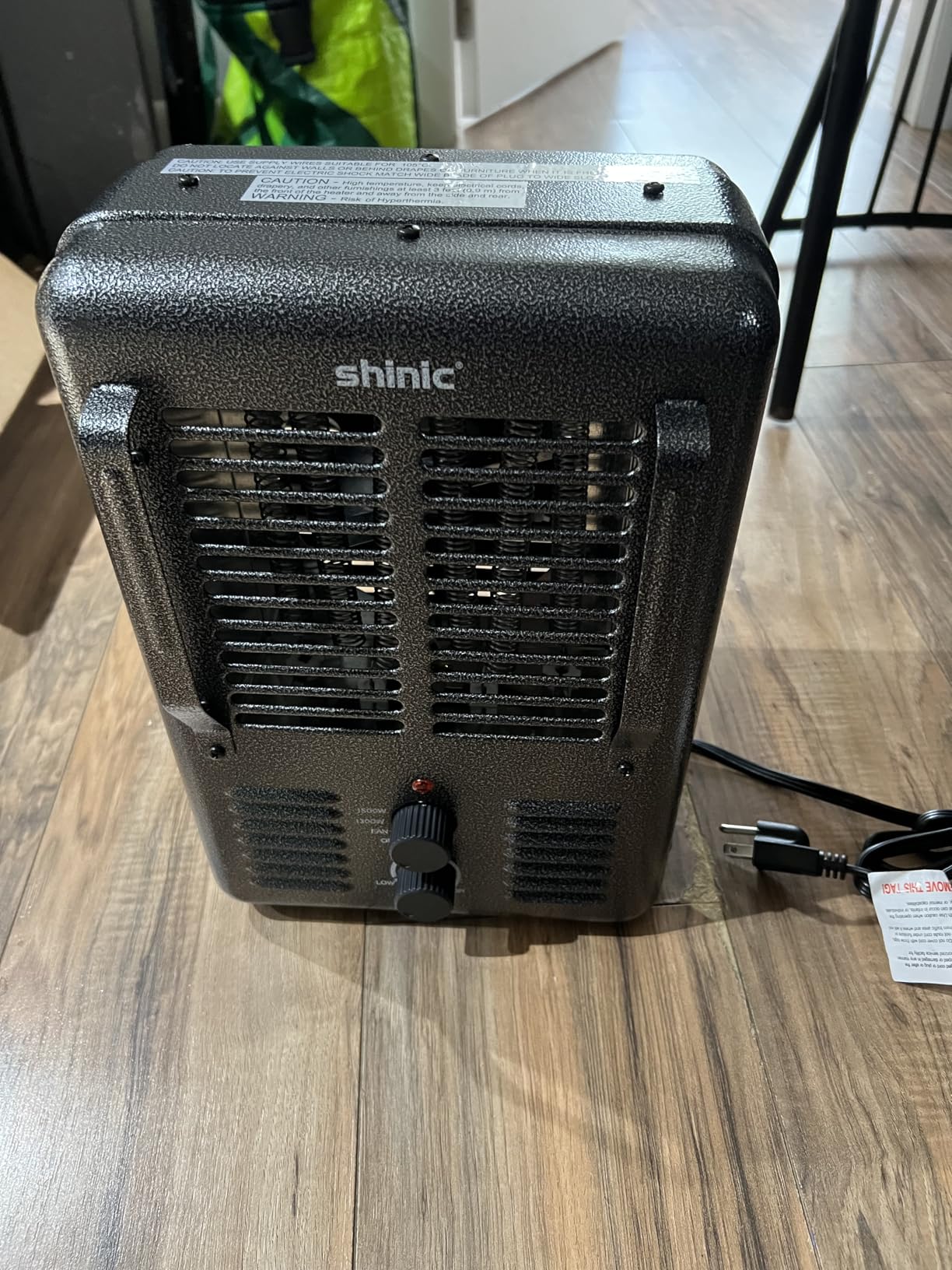 Shinic Space Heater,1500W Milkhouse Heater with Thermostat, Stay Cool Durable Metal Housing, Overheat protection, 3-Prong Plug, Tip-Over Auto Shut Off, Utility Heater for Garage, Bedroom, Greenhouse customer photo 2