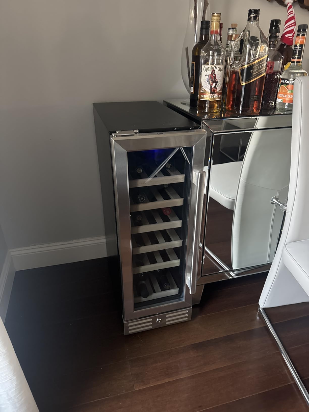 Kalamera 24 inch Wine Cooler, 37 Bottle - Dual Zone Built-in or Freestanding Fridge with Stainless Steel Reversible Glass Door customer photo 1