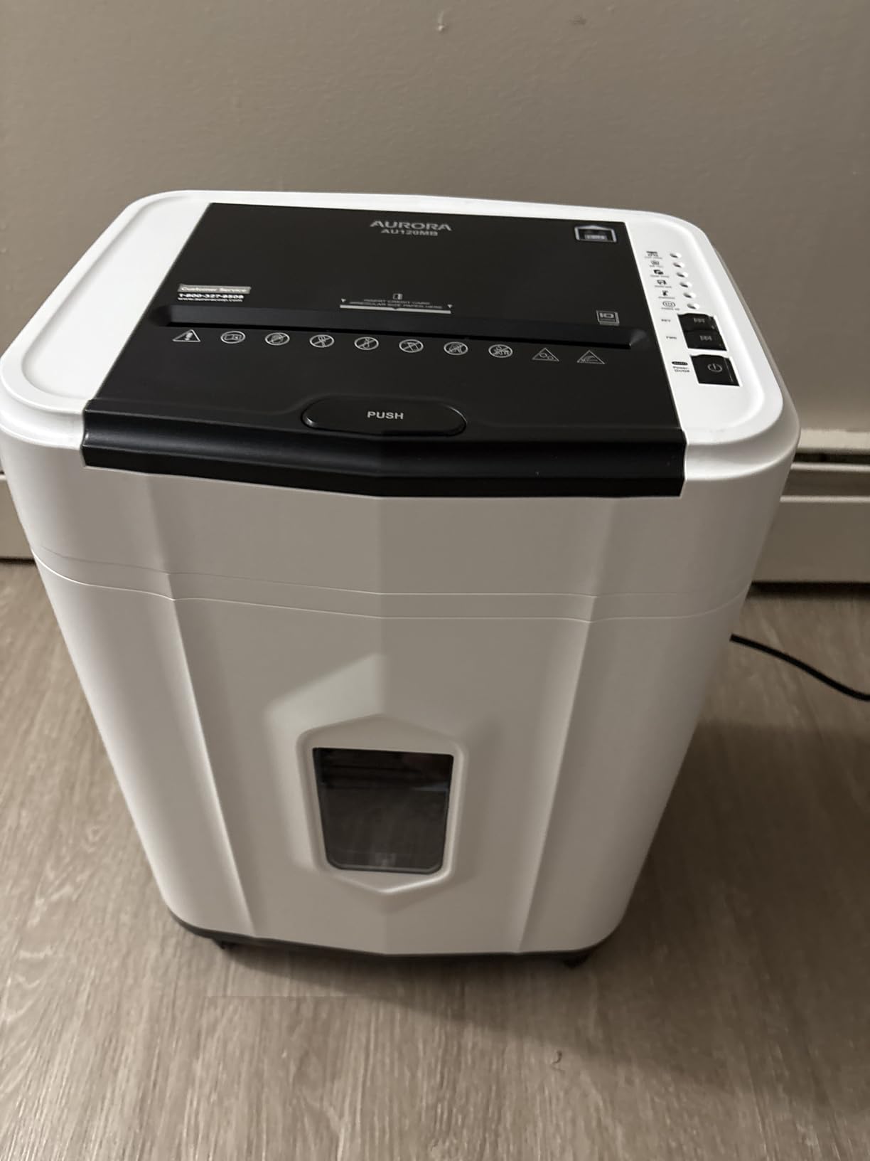 Aurora AU120MB 120-Sheet Auto Feed High Security Micro-Cut Paper Shredder / 30 Minutes (White/Black) customer photo 1