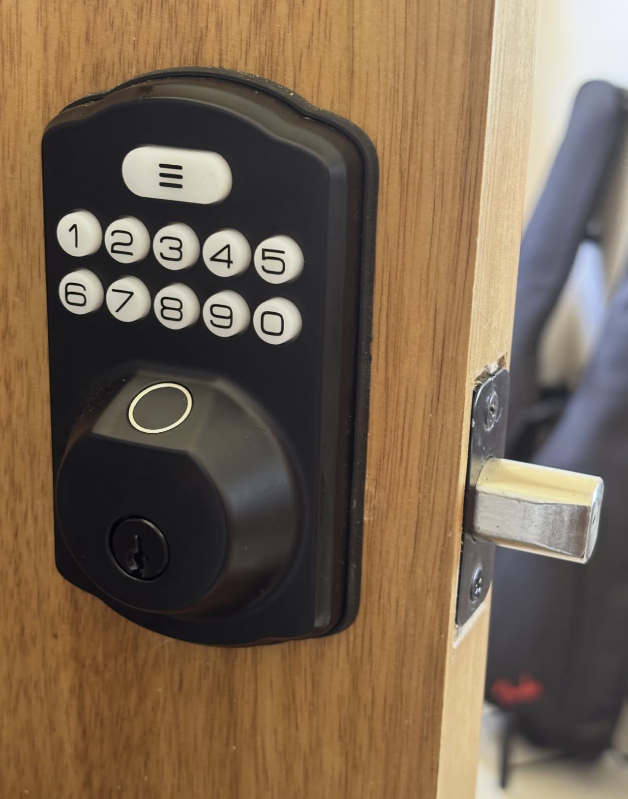 Veise KS02A Fingerprint Keyless Entry Door Lock, Auto Lock, Electronic Keypad Deadbolt for Front Door, Biometric, Anti-Peeping Password, Easy Install, Matte Black customer photo 2