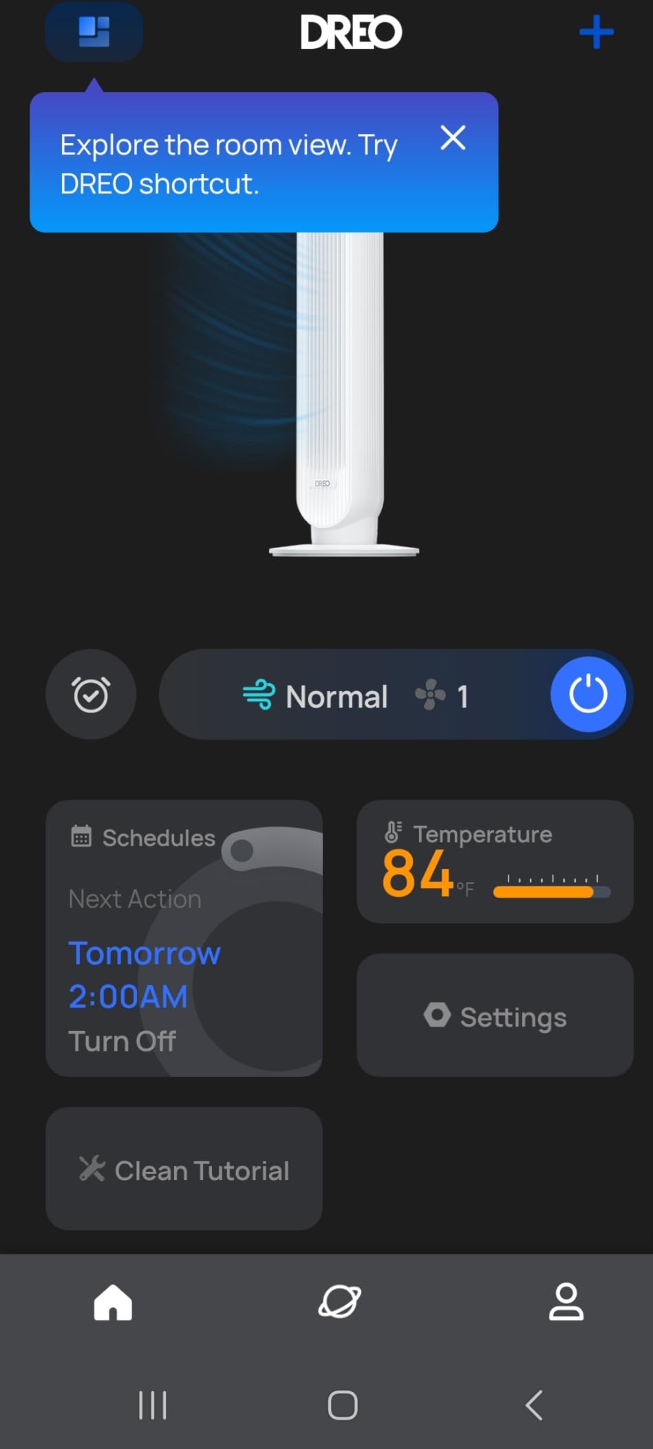 DREO Tower Fan for Bedroom, 25ft/s Smart Standing Fans, 90° Oscillating Floor Fan with 4 Modes, 4 Speeds, 8H Timer, 28dB, Bladeless, Remote, Works with WiFi Voice Control customer photo 1