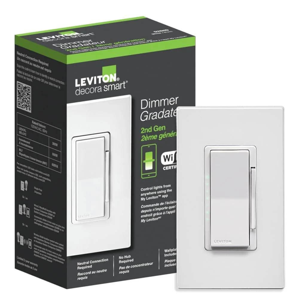 Leviton Decora Smart Switch, Wi-Fi 2nd Gen, Neutral Wire Required, Works with Matter, My Leviton, Alexa, Google Assistant, Apple Home/Siri & Wired or Wire-Free 3-Way, D215S-1RW, White customer photo 2