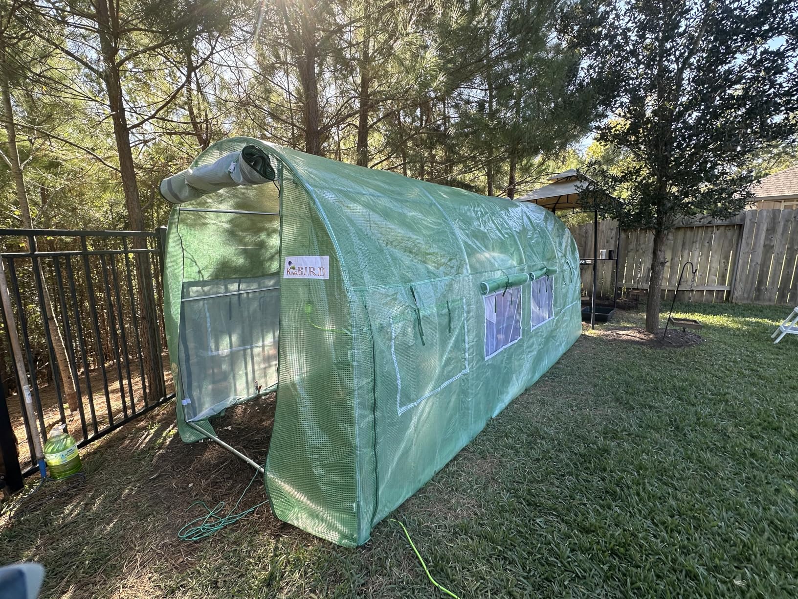 KING BIRD Premium 15x7x7 FT Greenhouse for Outdoors, Large Walk-in Heavy Duty Galvanized Steel Frame, Mesh Door Screen Window Hoop Plant Winter Hot House Tunnel Plus Brass Irrigation Kit, White customer photo 1