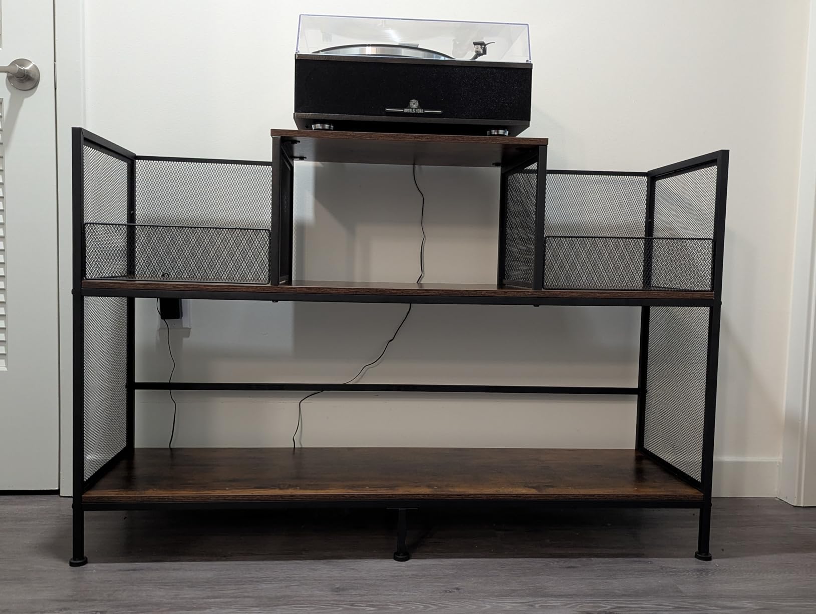 Large Vintage Record Player Table with 4 Adjustable Dividers, Vinyl Record Storage Cabinet for Up to 350 Albums, Medieval Turntable Stand customer photo 2