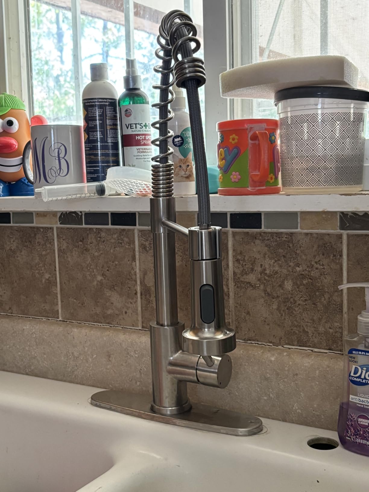 Touchless Kitchen Faucet with Pull Down Sprayer LED Light Single Handle Kitchen Sink Faucet Motion Sensor Smart Hands-Free, Stainless Steel Brushed Nickel 1080SN customer photo 1