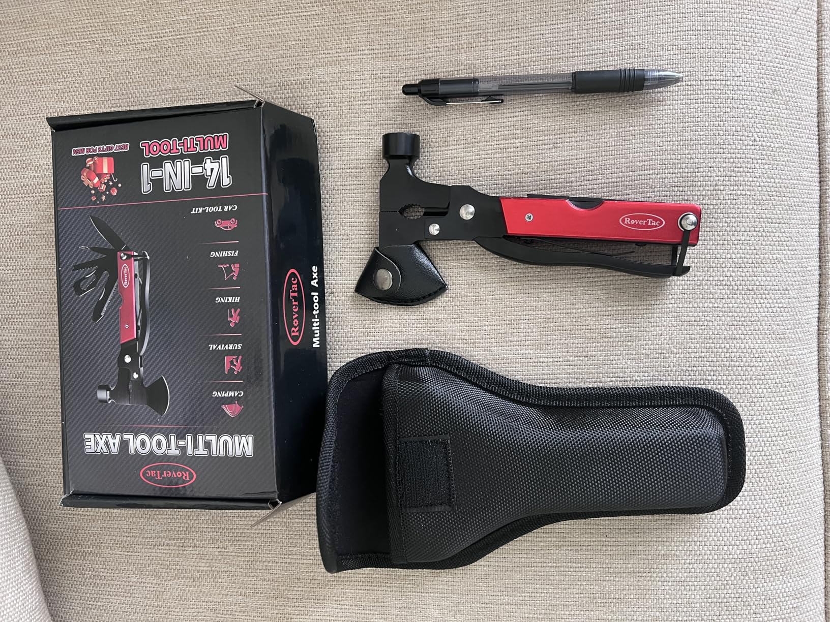 RoverTac 14-in-1 Multitool Camping Axe - Multi Tool with Knife, Hammer, Saw, Screwdrivers, Bottle Opener - Camping Tool with Sheath customer photo 2