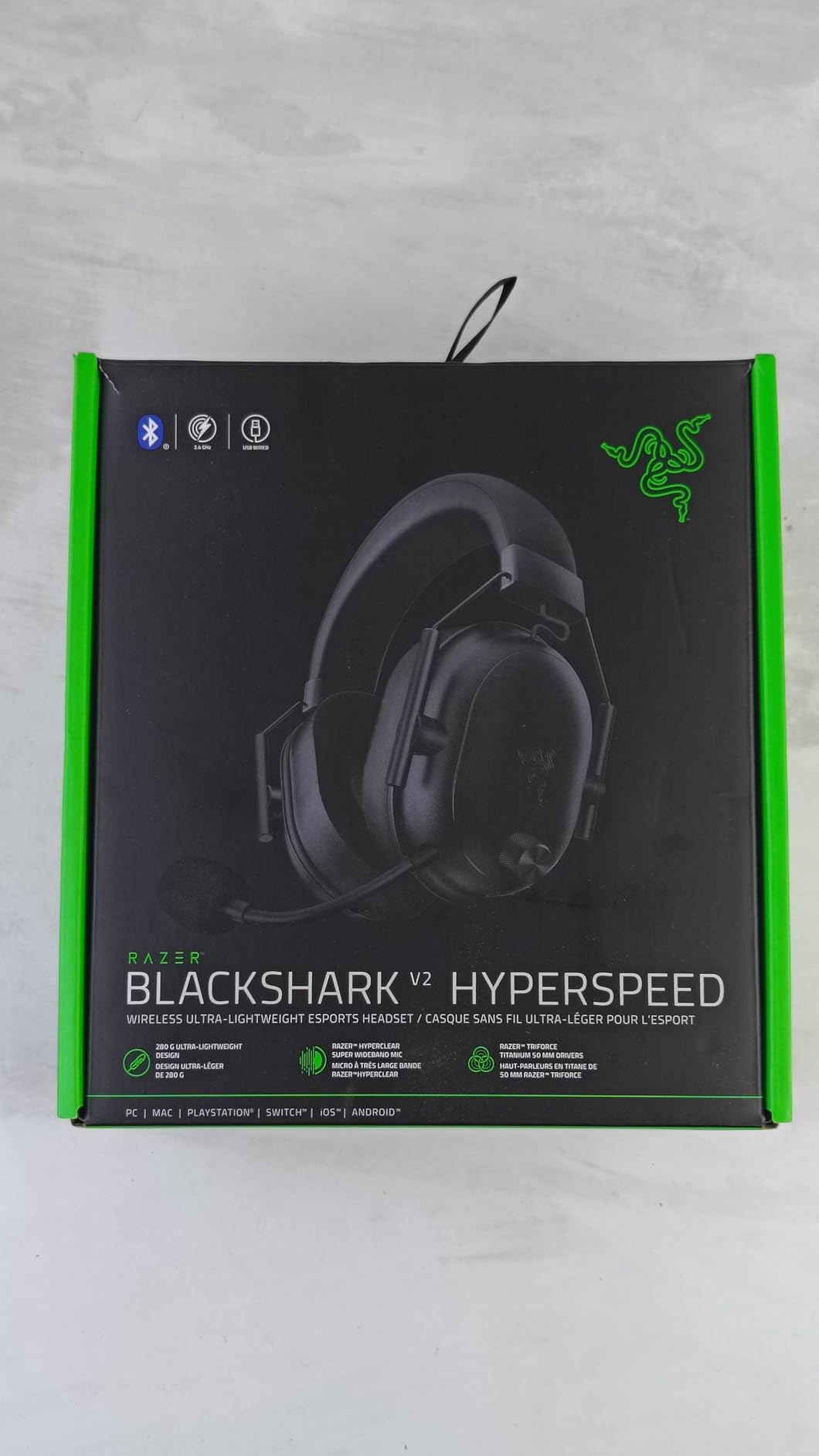 Razer BlackShark V2 HyperSpeed Wireless Gaming Headset for PC, Mac, PlayStation, Switch & Mobile - 280g Lightweight, Wideband Mic, 50mm Drivers, 2.4GHz, Bluetooth or USB, 70 Hr Battery - Black customer photo 1