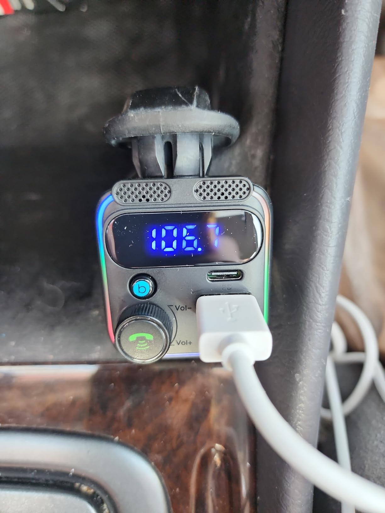 JOYROOM Bluetooth 6.0 Car Adapter FM Transmitter 81W Bluetooth Cigarette Lighter Adapter [PD45W&QC36W] Fast Charging Dual Mics HiFi Bass LED Display Wireless Radio Hands-Free Calling Support USB Drive customer photo 2