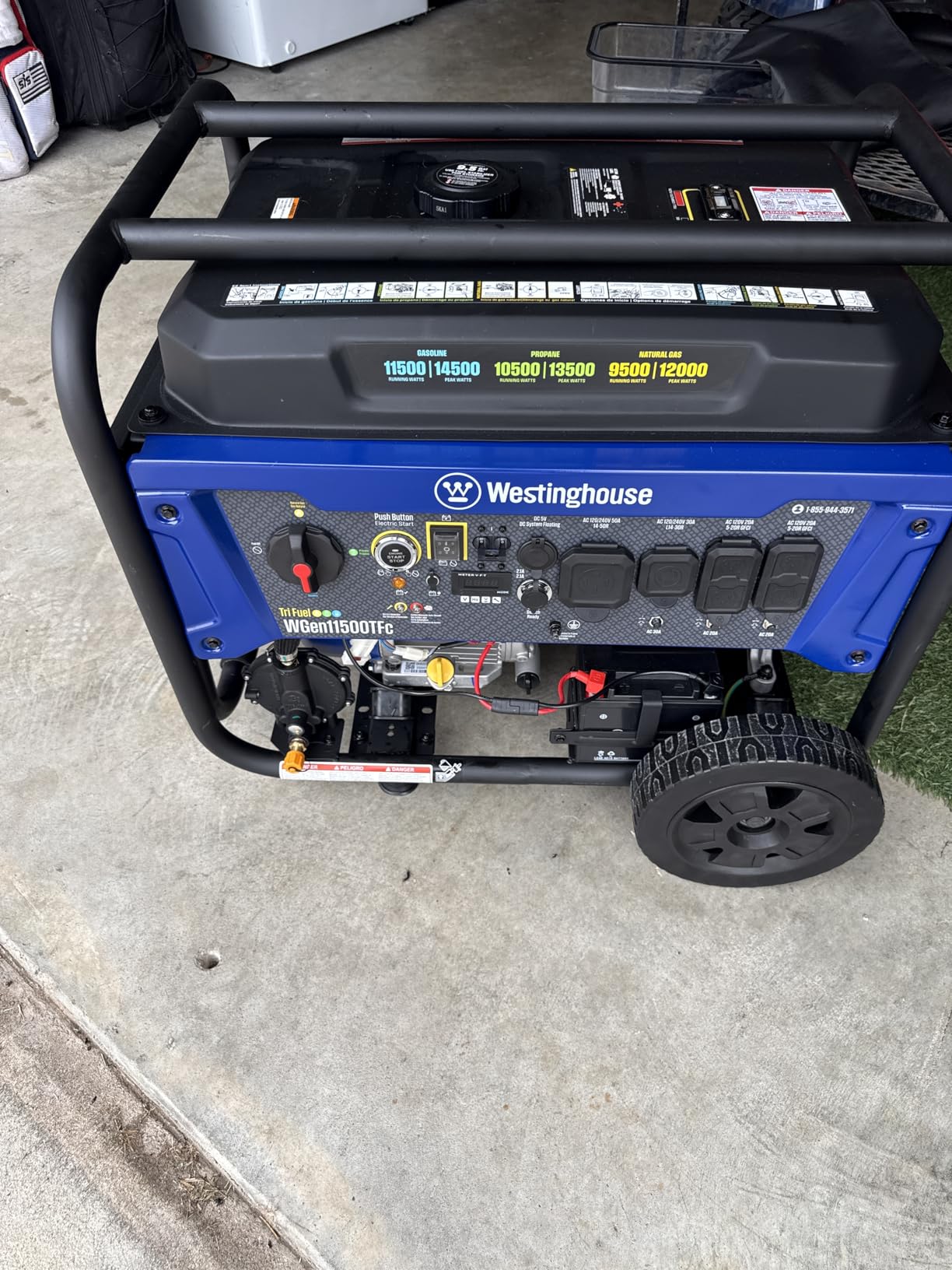 Westinghouse 14500 Peak Watt Tri-Fuel Home Backup Portable Generator, Remote Electric Start, Transfer Switch Ready, Gas, Propane, and Natural Gas Powered customer photo 1