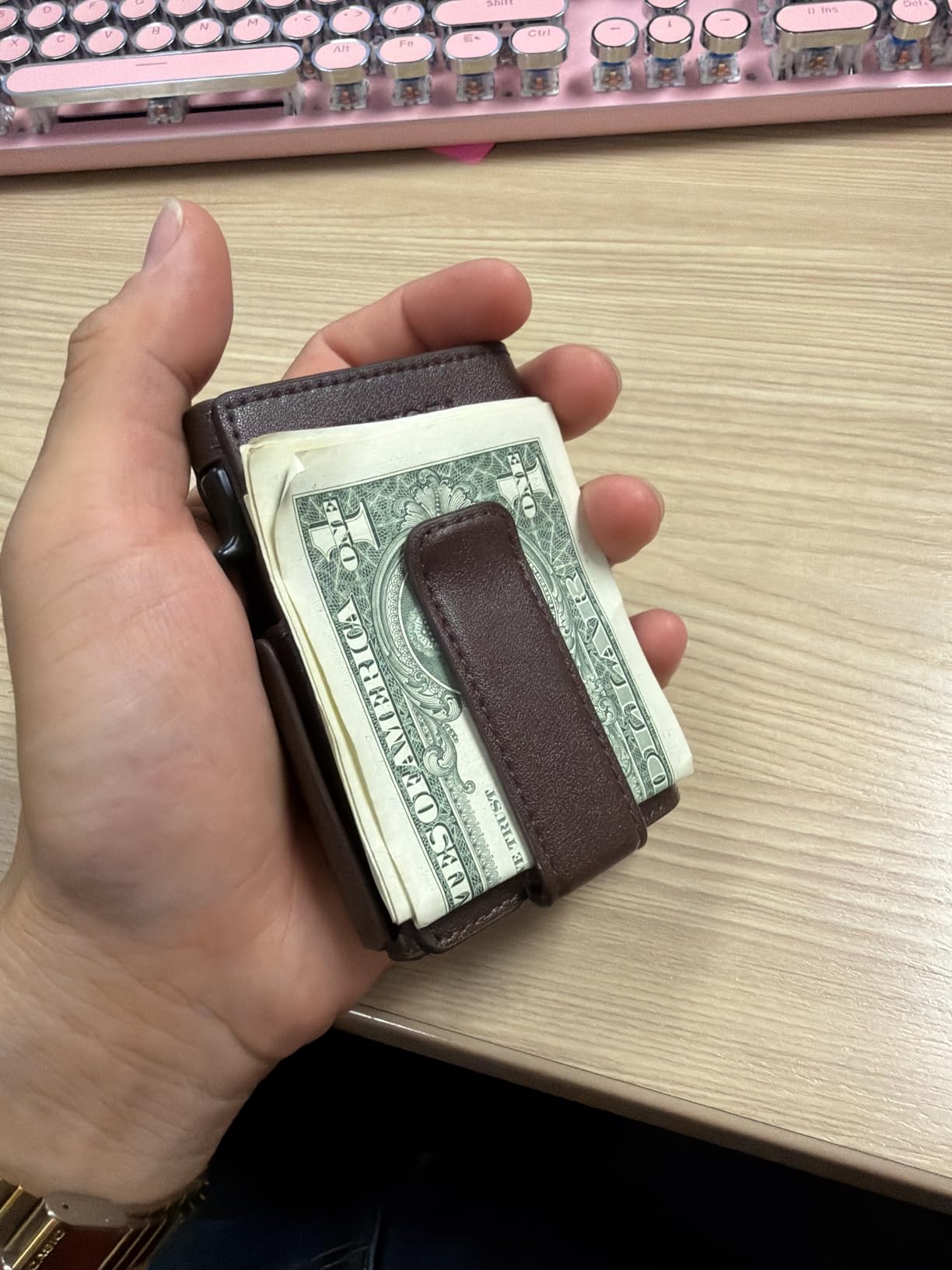 miyozi Airtag Wallet for Men,with Money Clip 10 Cards Metal Case Smart Slim Pop Up Credit Card Holder Flip with Magnetic Closure RFID Blocking wallet with Gift Box customer photo 2