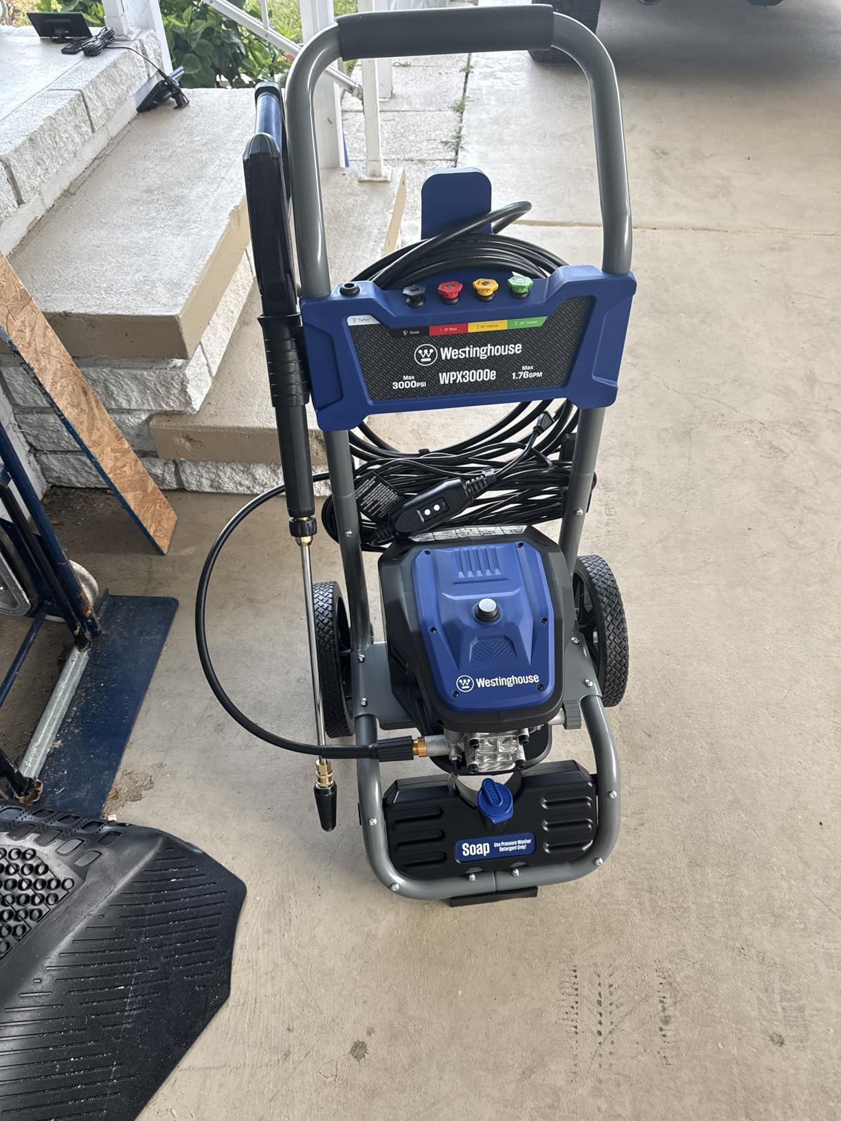 Westinghouse WPX3000e Electric Pressure Washer, 3000 Max PSI and 1.76 Max GPM, Induction Motor, Onboard Soap Tank, Spray Gun and Wand, 5 Nozzle Set, for Cars/Fences/Driveways/Homes/Patios/Furniture customer photo 2