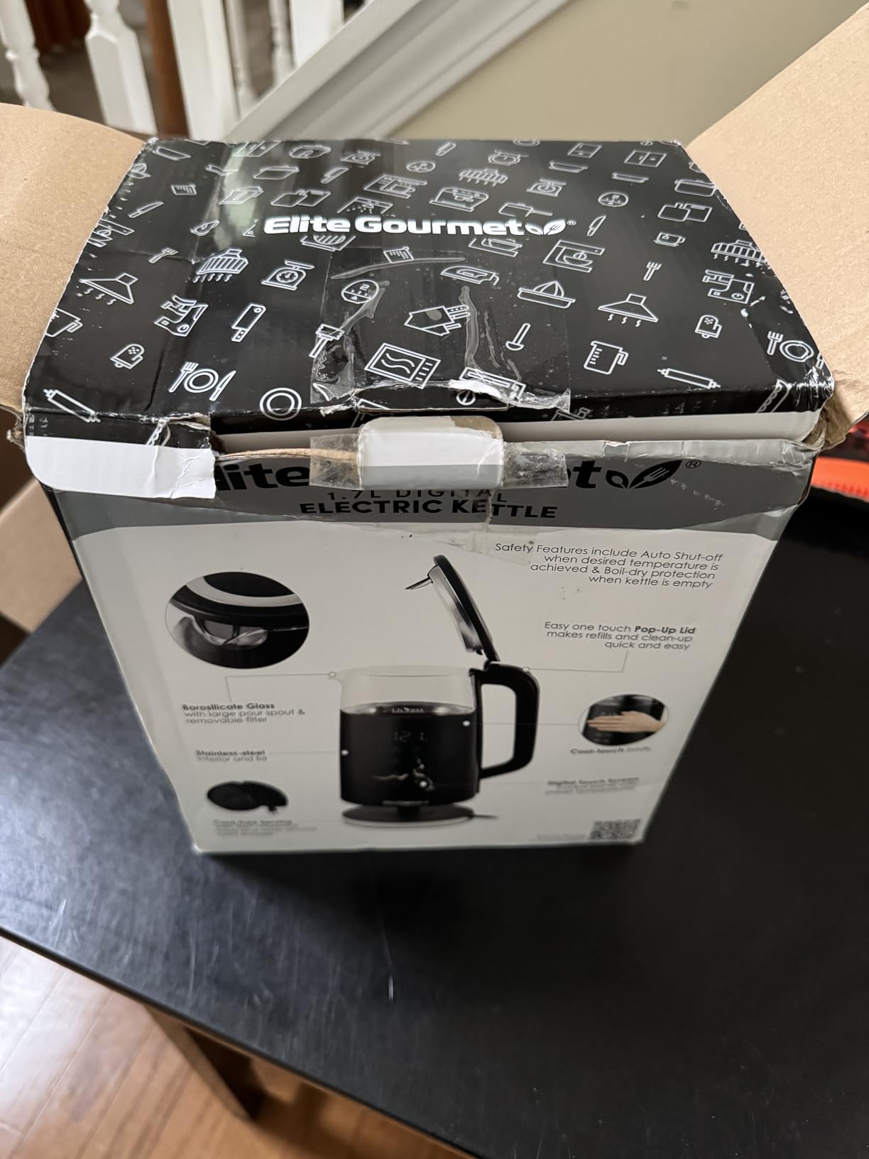 Elite Gourmet Dual Voltage 120-230V, Travel Double Wall Insulated Cool-Touch, 0.6L Electric Kettle Stainless Steel Interior, Hinged-Locking Lid, Auto Shut-Off, Boil Dry Protection, Black customer photo 2