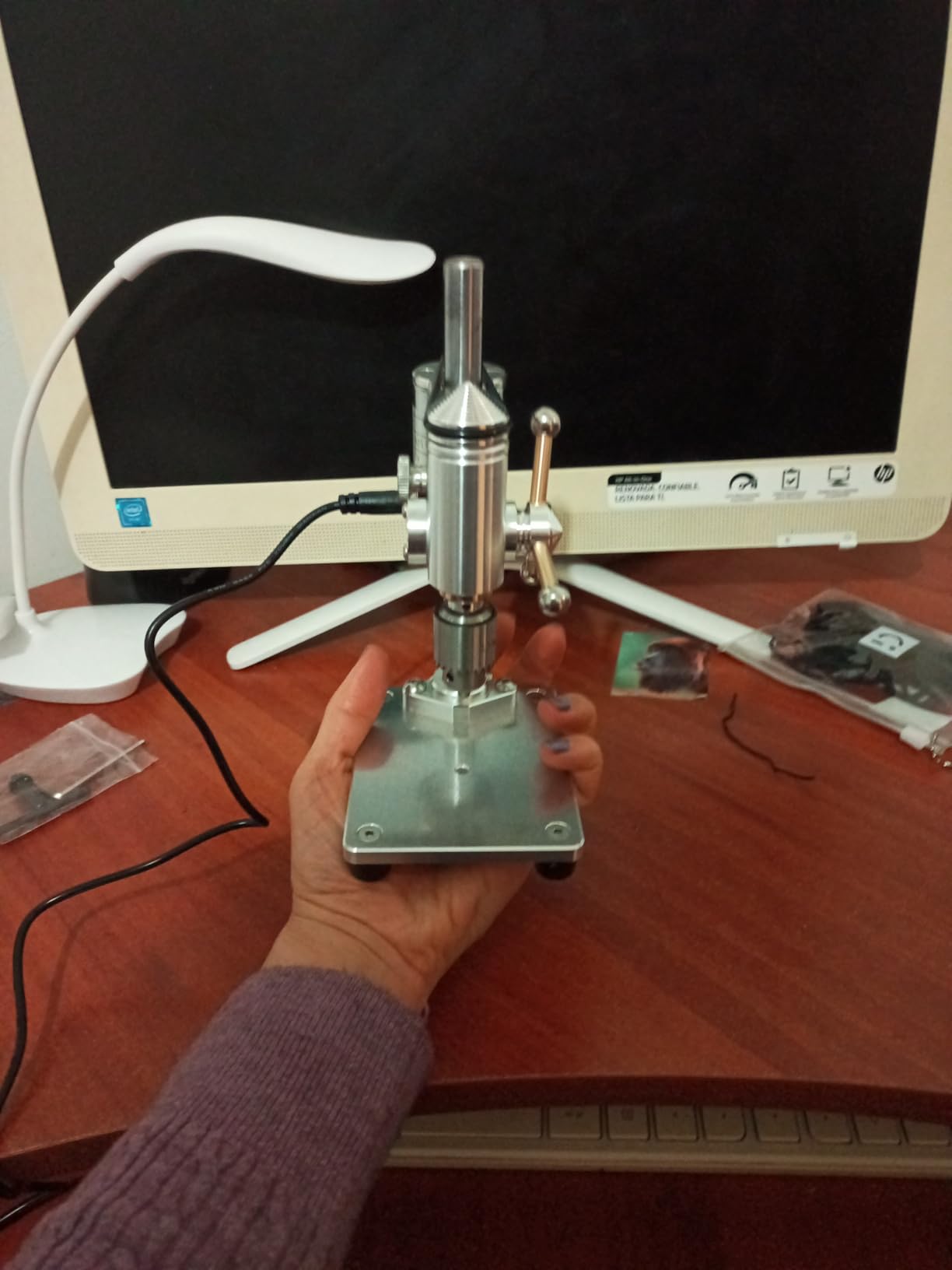 Mini Drill Press, Precision Variable Speed Benchtop Drill Press, Electric Portable Bench Drilling Machine JT0 Chuck CNC 360° Rotating for Metal Wooden DIY Jewelry Making Crafts Tool customer photo 1