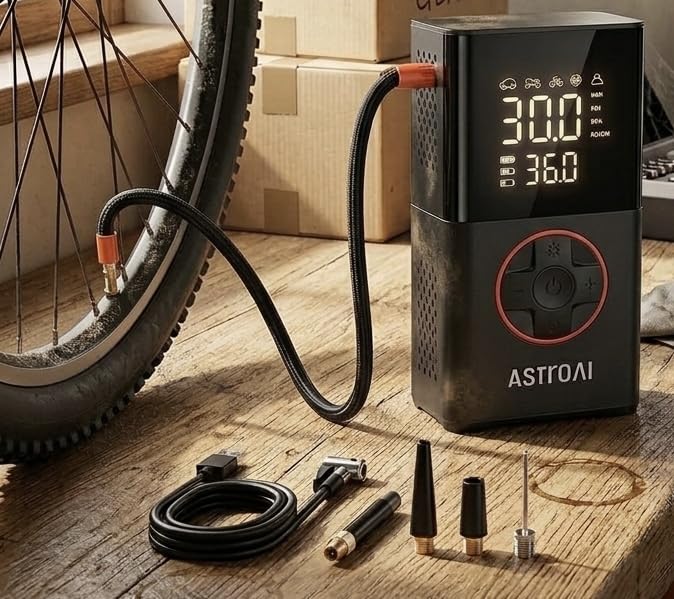 AstroAI L7 Tire Inflator Portable Air Compressor Cordless Mini Bike Pump with Digital Dual Values Display, 150 PSI Car Tires Air Pump with LED Lights & Pressure Gauge customer photo 1
