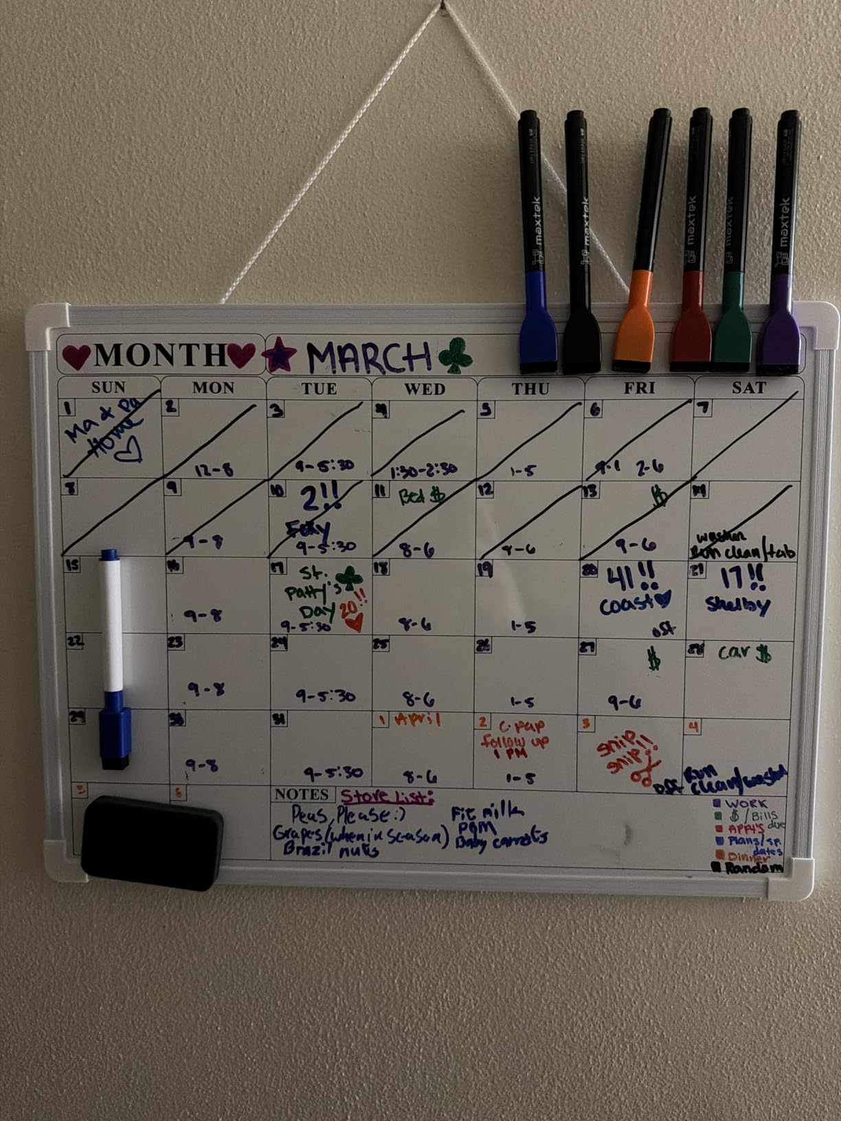 MaxGear Monthly Calendar Dry Erase Board for Wall, 16