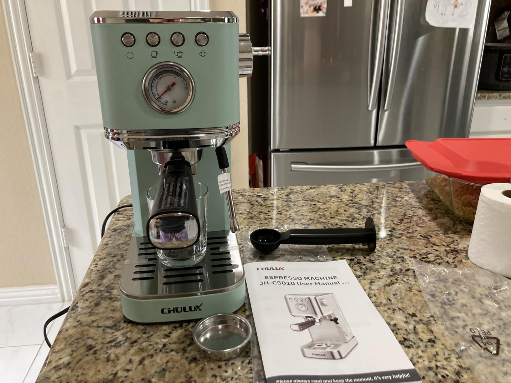 CHULUX Slim Espresso Machine with Milk Frother, 20 Bar Professional Italian Pump Espresso Coffee Machine for Home Cappuccino & Latte Maker, Stainless Steel, Silver customer photo 1