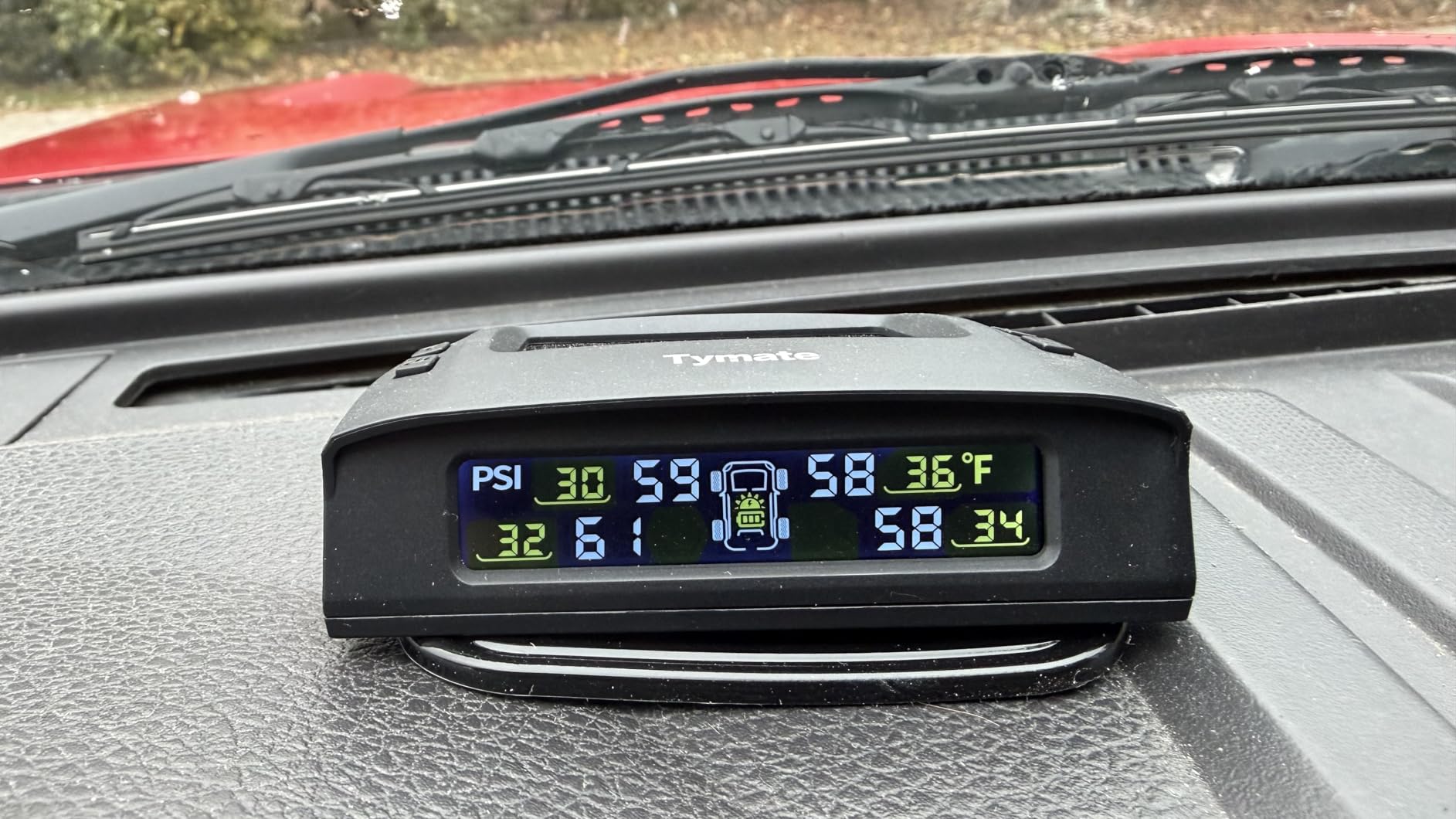 Tymate TM2 RV Tire Pressure Monitoring System, Tire Pressure Monitor with Solar Charge, TPMS with 4 Sensors(Max. 10) & 6 Alarm Modes, New Updated w/Color LCD Display, 0-87PSI for RV/Trailer/Truck/SUV customer photo 1