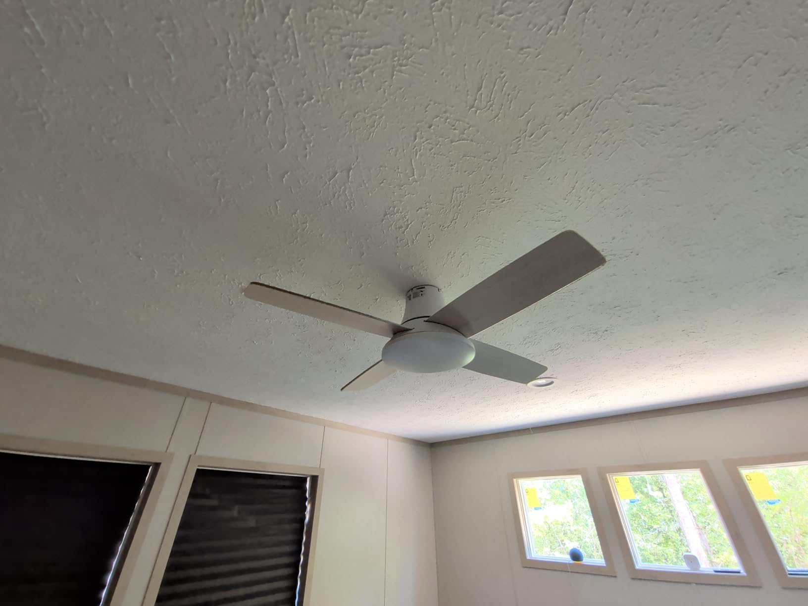 DREO Ceiling Fans with Lights, 12 Speeds & 3 Fan Modes, Quiet DC Motor, Low Profile Easy to Install, Flush Mount Smart Ceiling Fan with Dimmable LED, 12H Timer for Bedroom, Remote, White, 44'' customer photo 1