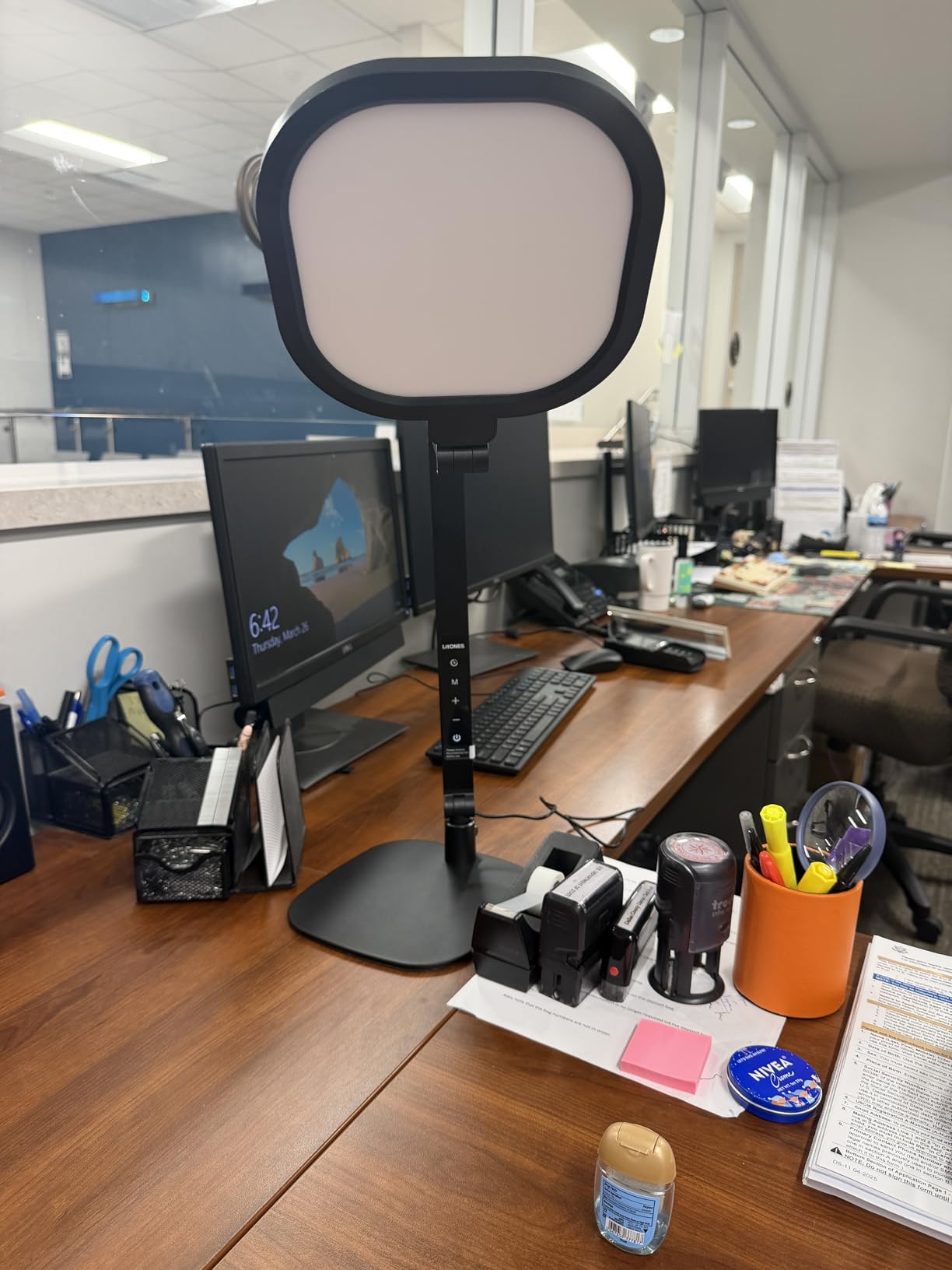 LitONES LED Desk Lamp for Home Office, Professional Eye-Caring Diffused Desk Light, 3 Color 10 Brightness Computer Light, Dimmable Office Lamp with Memory & Timer Func, Metal Swing Arm Table Lamp customer photo 2