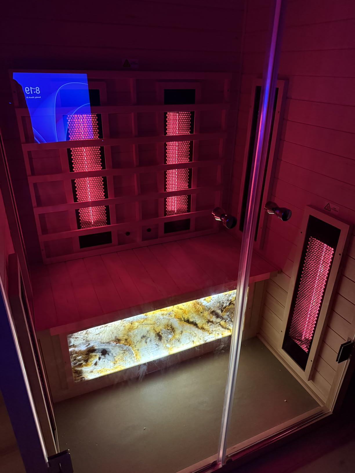 Outdoor Sauna 2 Person Infrared Sauna Far Infrared Saunas for Home 0－5 mg Low EMF Home Sauna Spa Mahogany Wood Sauna Room with Bluetooth Speakers, LED Reading Lamps, Chromotherapy Lights customer photo 1