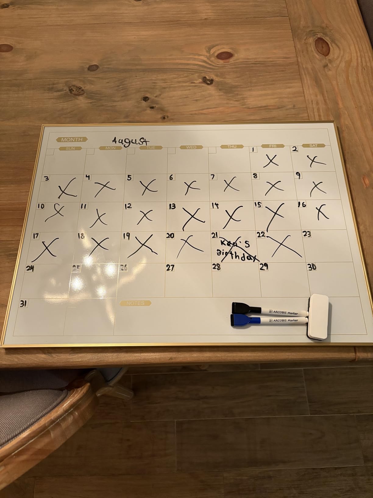 ARCOBIS Monthly Calendar Whiteboard, 24