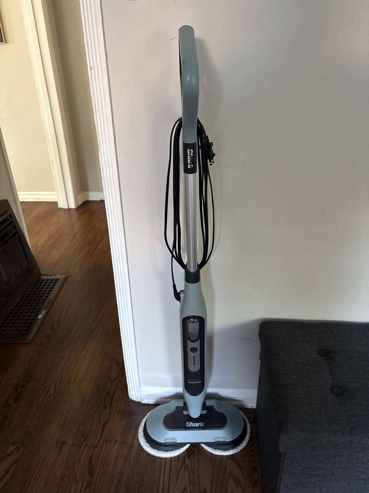 Shark Steam & Scrub Steam Mop, All-in-One Scrubbing and Sanitizing Hard Floor Cleaner, LED Headlights, 4 Dirt Grip Soft Scrub Pads Included, XL Water Tank, Swivel Steering, Hawaiian Grey, S8001 customer photo 1
