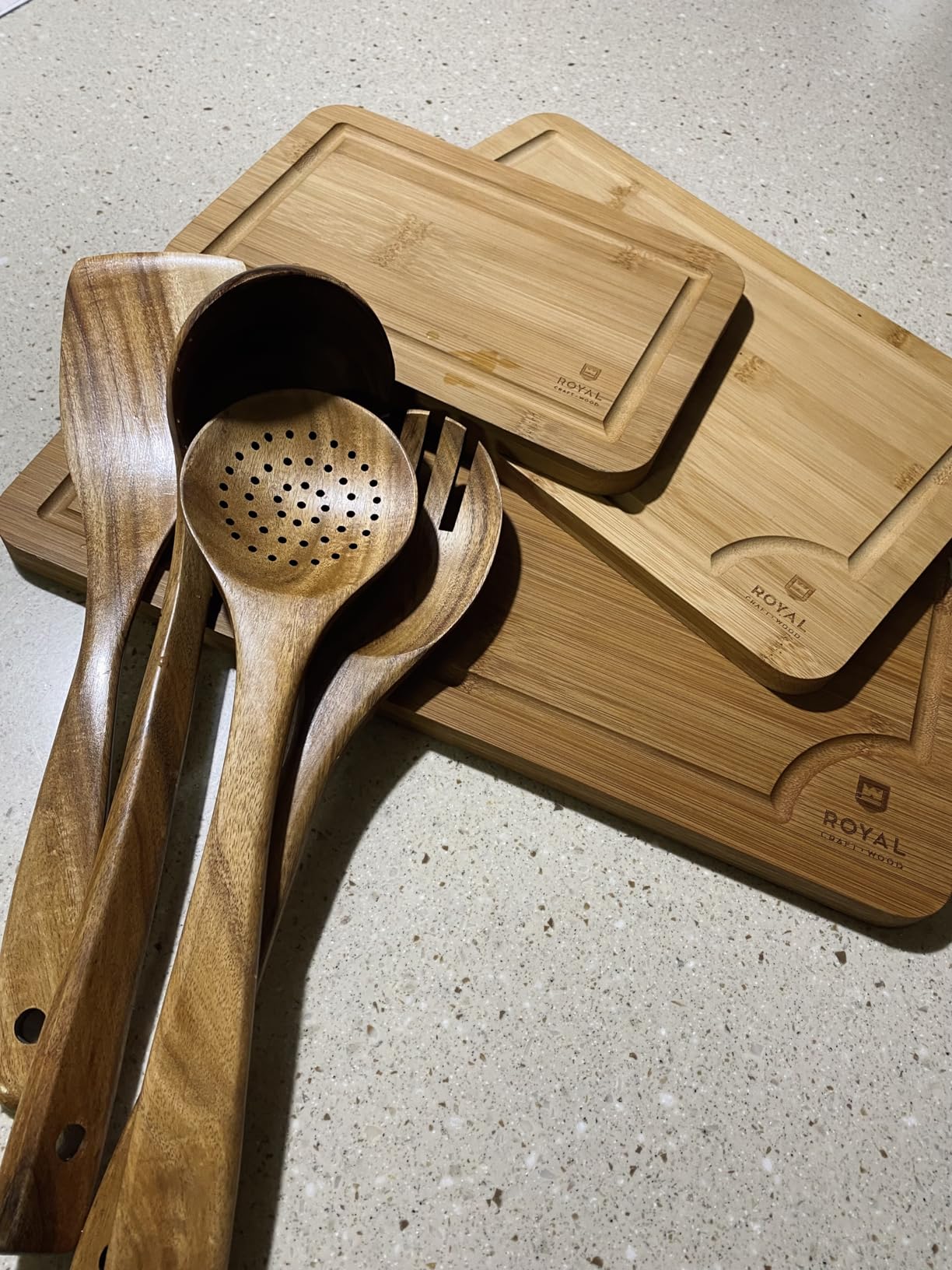 Wooden Cutting Boards for Kitchen Meal Prep & Serving - Bamboo Wood Serving Board Set with Deep Juice Groove Side Handles - Charcuterie & Chopping Butcher Block for Meat customer photo 2