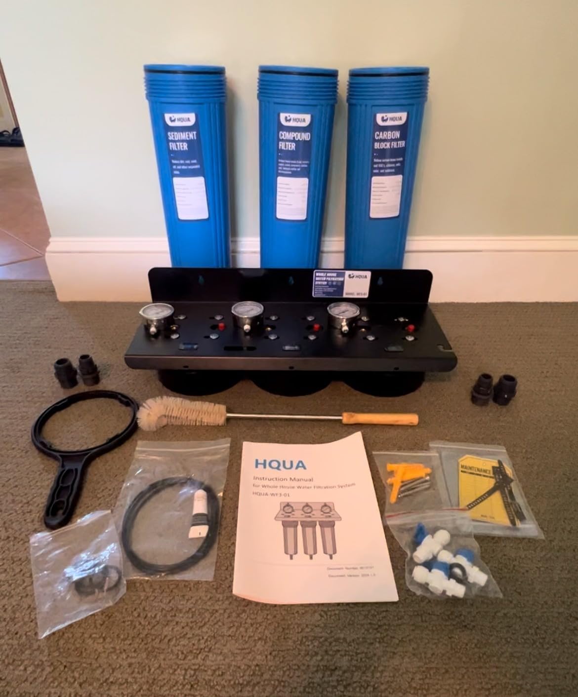 HQUA WF3-01 3-Stage Whole House Water Filtration System, Reduces Heavy Metals (Lead, Mercury, Copper, Nickel, Chromium), Chloramine, Sediment, Odor, and VOC's customer photo 1