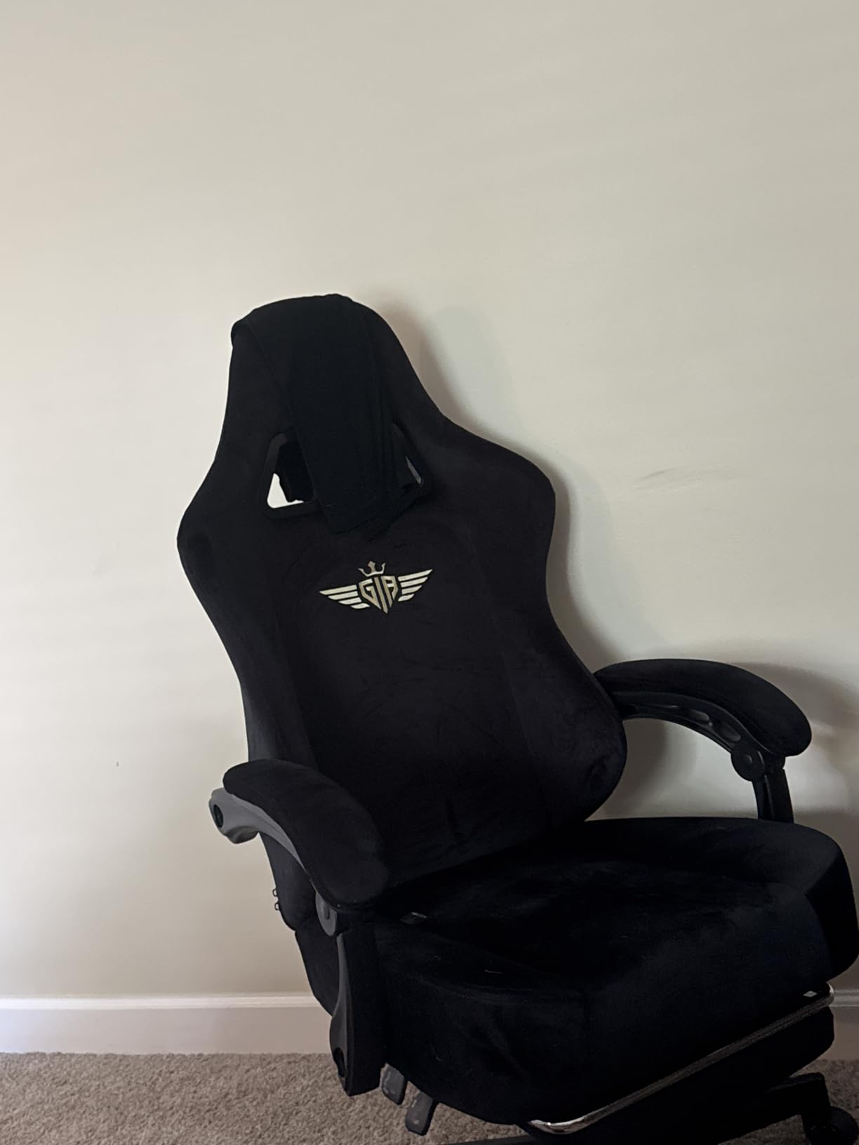 GTPLAYER Big and Tall Gaming Chair Fabric with Pocket Spring Cushion, High Back Ergonomic Computer Chair with Footrest for Adults Lumbar Support Swivel Game Chair for Office Gaming 350LBS, Black customer photo 1