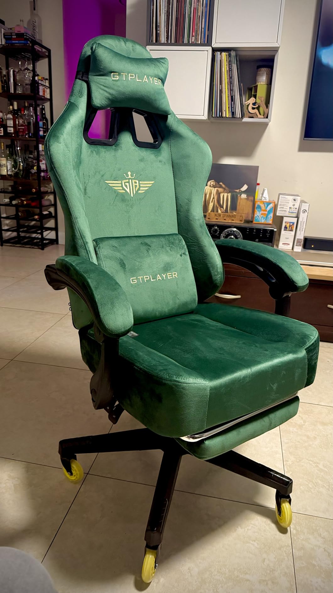 GTPLAYER Big and Tall Gaming Chair Fabric with Pocket Spring Cushion, High Back Ergonomic Computer Chair with Footrest for Adults Lumbar Support Swivel Game Chair for Office Gaming 350LBS, Black customer photo 2