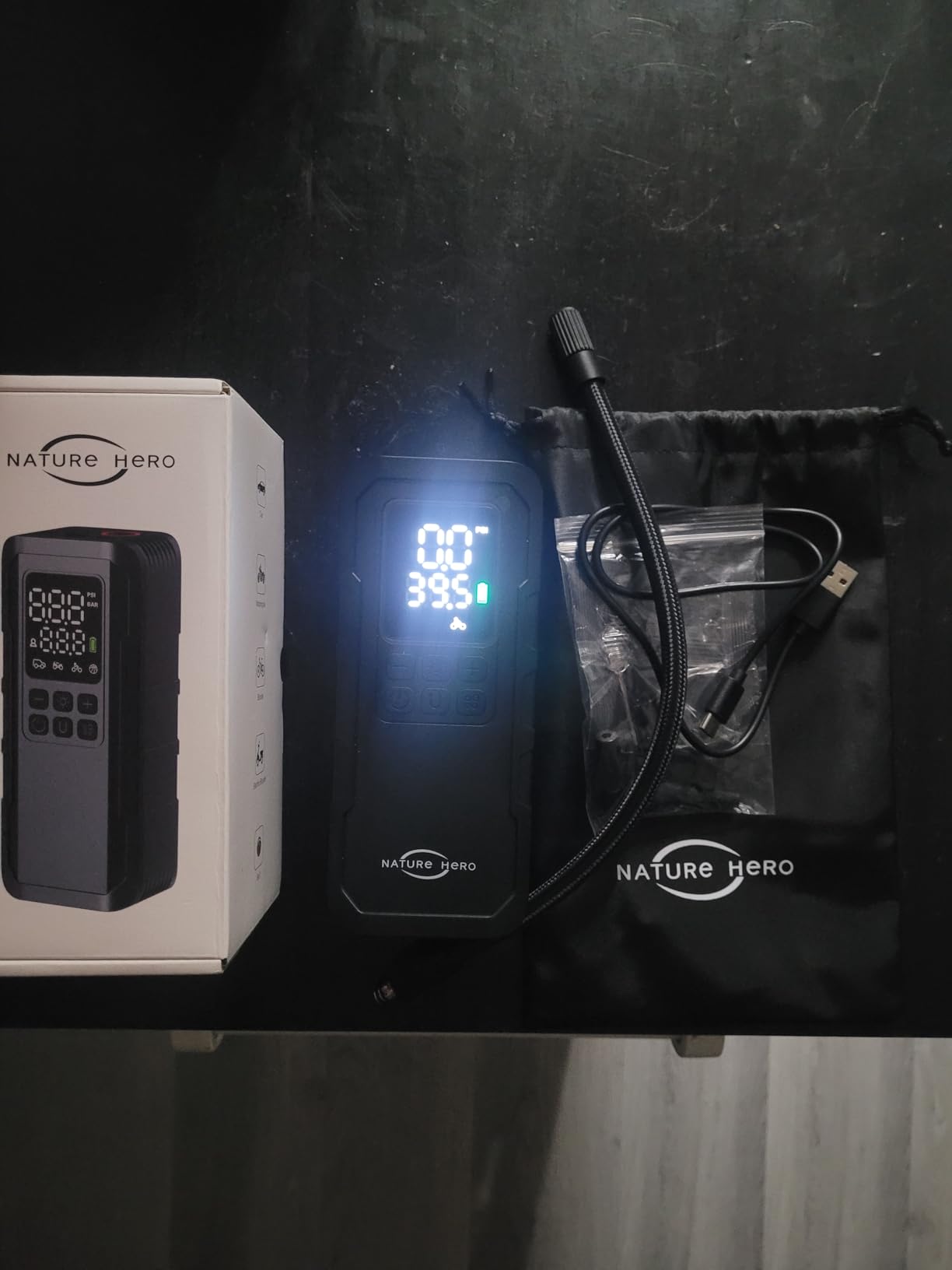 Tire Inflator Portable Air Compressor - 7500mAh Air Pump for Car Tires, 150PSI Cordless Tire Pump with Pressure Gauge & LED Lights - 3X Faster customer photo 1