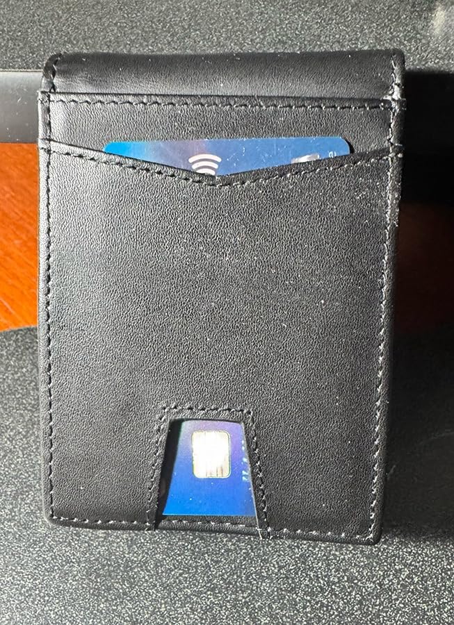 LORZOR AirTag Wallet- Bifold Full Grain Leather AirTag Wallet for Men, Minimalist Front Pocket Wallet with Airtag Holder, RFID Blocking, 12 Card Capacity Gift for Men(Vintage Brown) customer photo 2