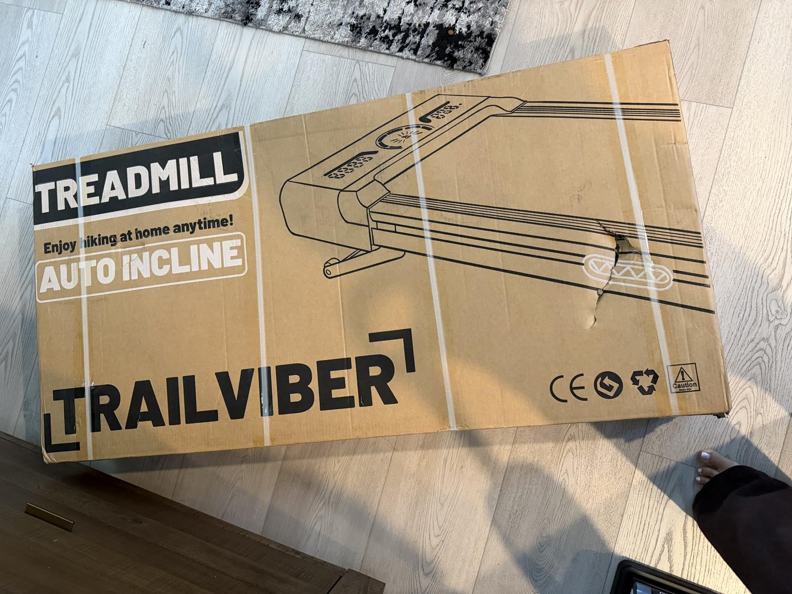 TRAILVIBER Walking Pad Treadmill with 12% 9-Level Auto Incline, 450 lbs Capacity RGB LED Screen, Bluetooth Speaker Under Desk Treadmill, Compact Treadmills for Home Hiking, Black customer photo 2