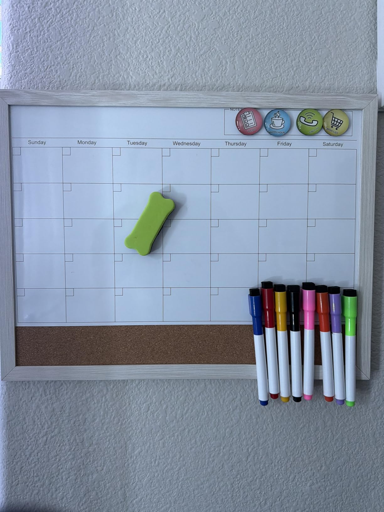 Calendar Whiteboard for Wall, TANKEE 17x13 Inches Whiteboard Calendar Cork Board Combo, Small Magnetic White Board with Wood Framed, Hanging Dry Erase Board for Kitchen Home Office School Planner customer photo 1