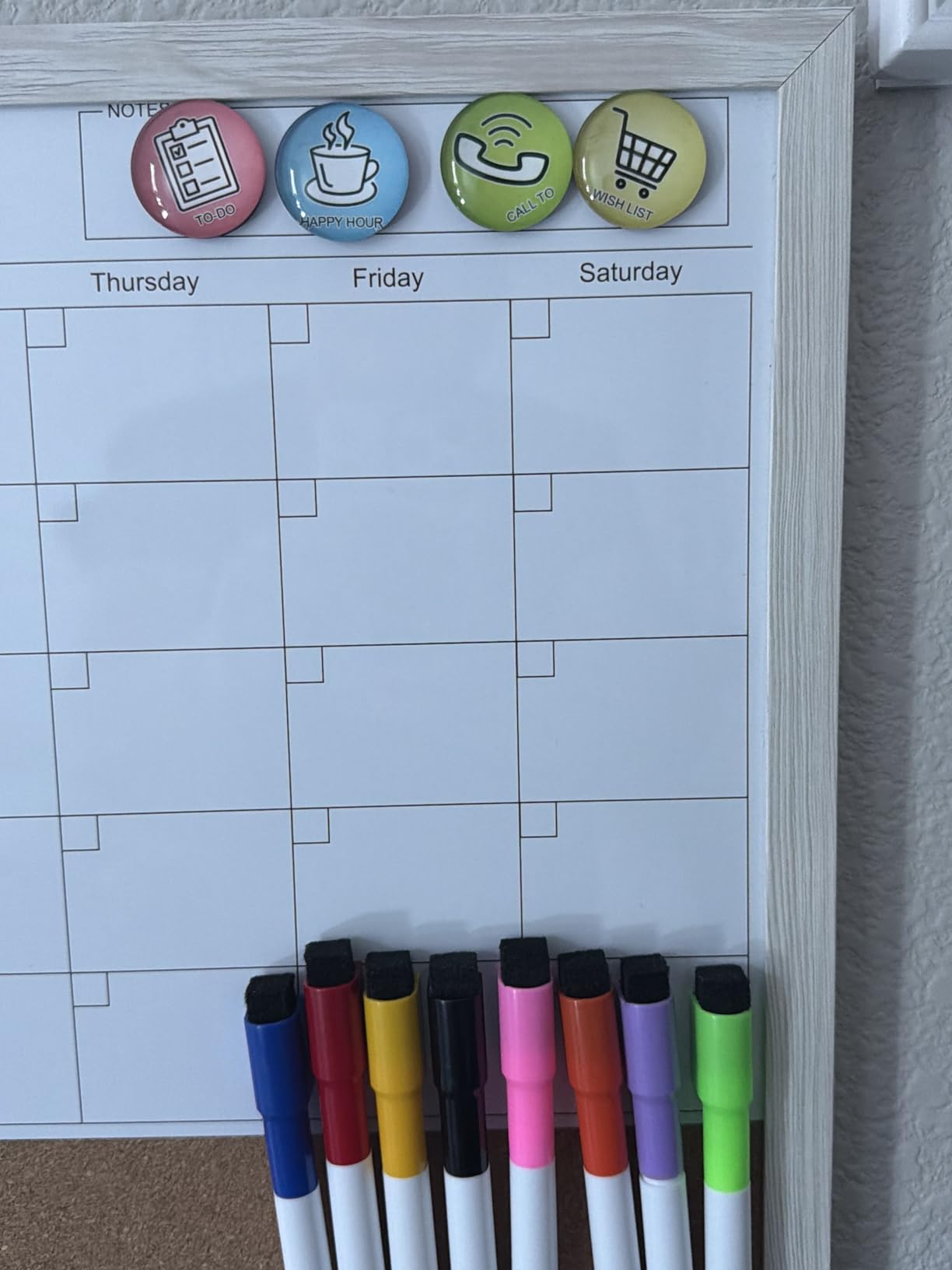 Calendar Whiteboard for Wall, TANKEE 17x13 Inches Whiteboard Calendar Cork Board Combo, Small Magnetic White Board with Wood Framed, Hanging Dry Erase Board for Kitchen Home Office School Planner customer photo 2