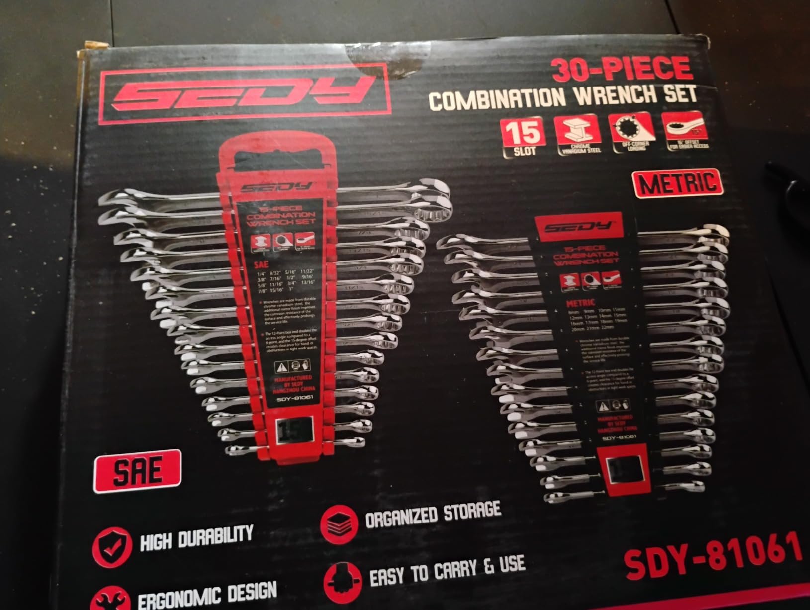 30-Piece Combination Wrench Set - Open End Wrench Set with Organizer Professional 12 Point Wrench Kit Tool for Mechanic Garages Workshops 1/4'' to 1'' & 8-22mm customer photo 2