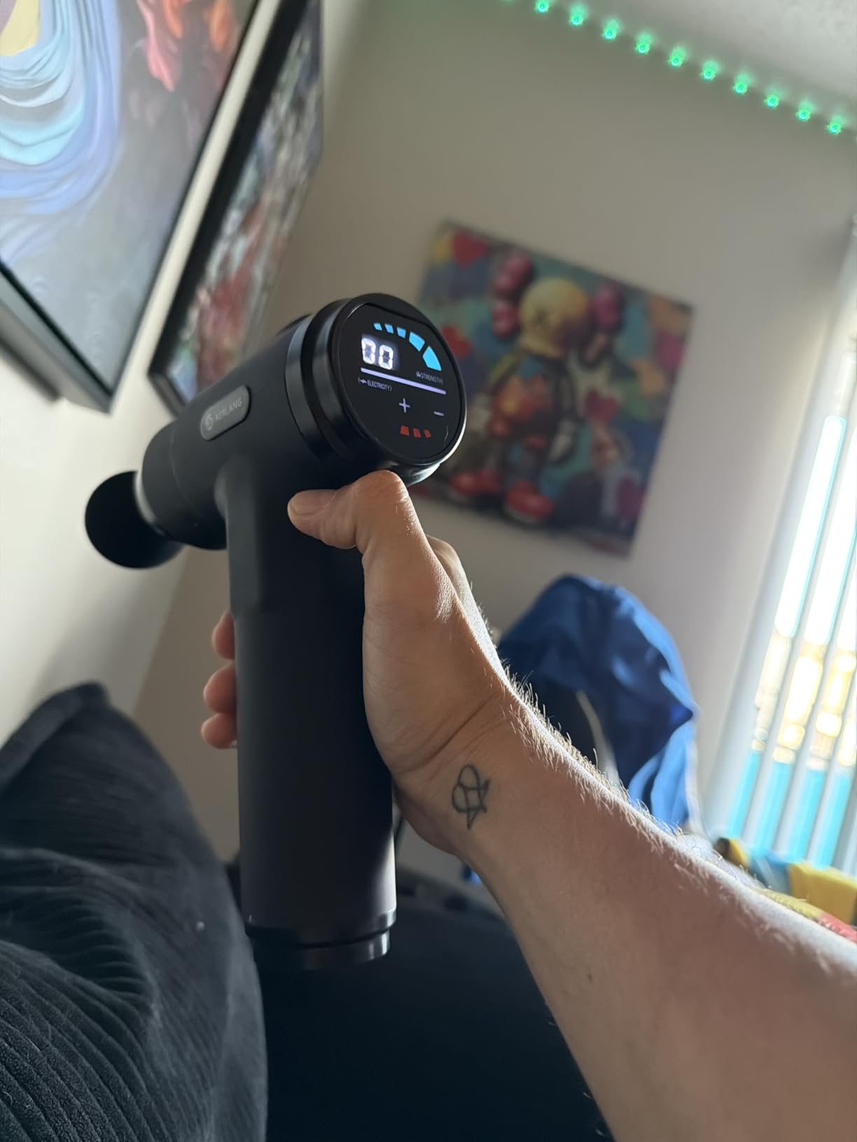 AERLANG Massage Gun with Heat Deep Tissue Back Massager Neck Massager for Pain Relief,Muscle Percussion Massage Gun, Birthday Gifts for Men Women Dad him Handheld Message Gun with 7Heads&Silent customer photo 2