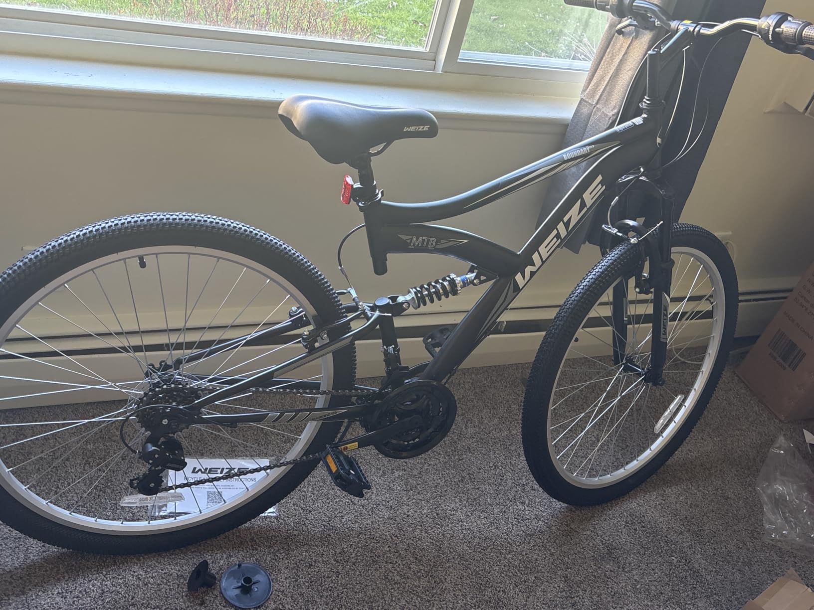 WEIZE Mountain Bike, 26/27.5 inch Outdoor Cycling Bike,18-Speed/High-Carbon Steel/Dual Full Suspension, Adjustable Ergonomic Seat for Men Women Adult, MTB Bicycle with Suspension Fork,Sleek Colors customer photo 1