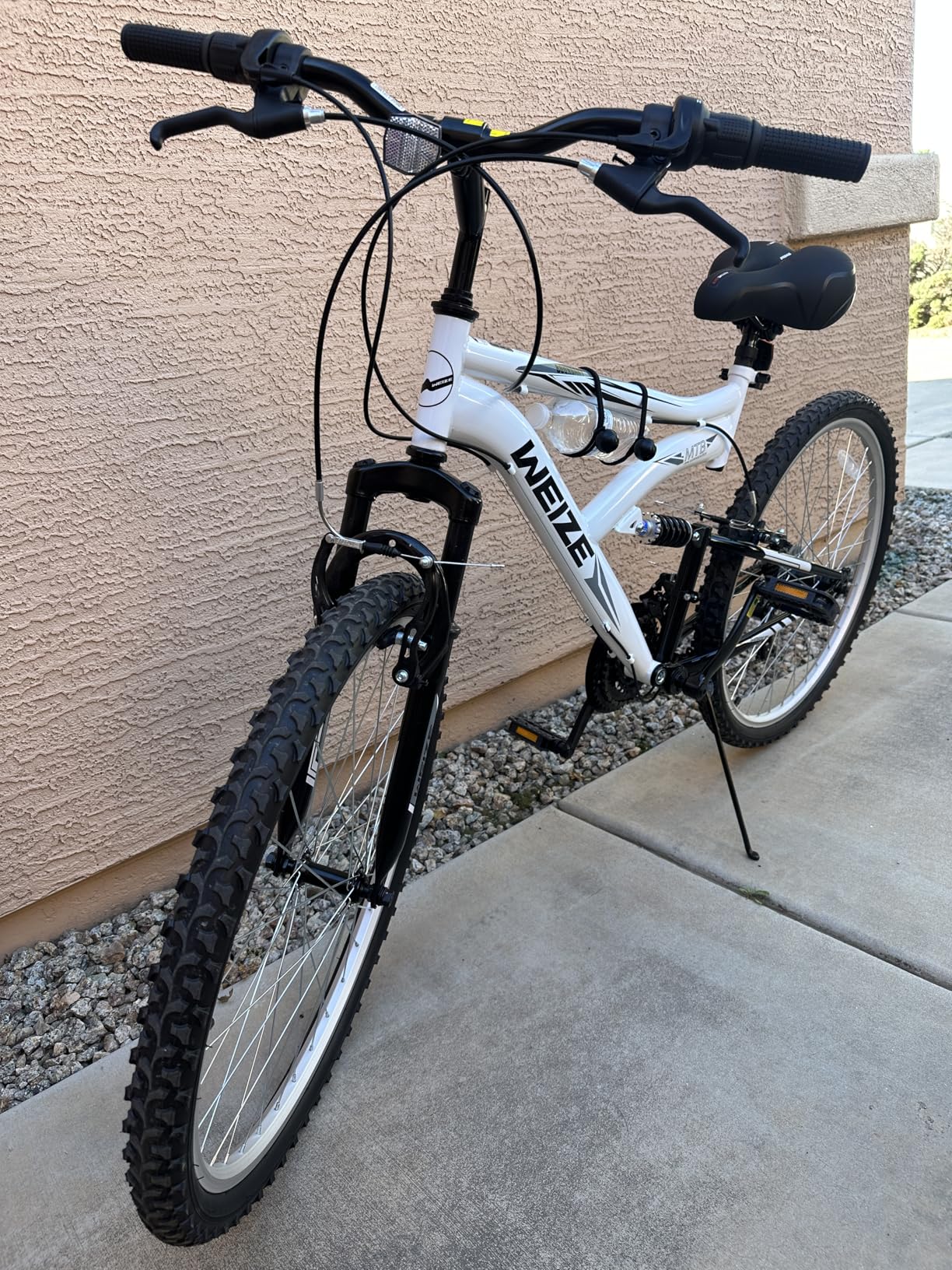 WEIZE Mountain Bike, 26/27.5 inch Outdoor Cycling Bike,18-Speed/High-Carbon Steel/Dual Full Suspension, Adjustable Ergonomic Seat for Men Women Adult, MTB Bicycle with Suspension Fork,Sleek Colors customer photo 2