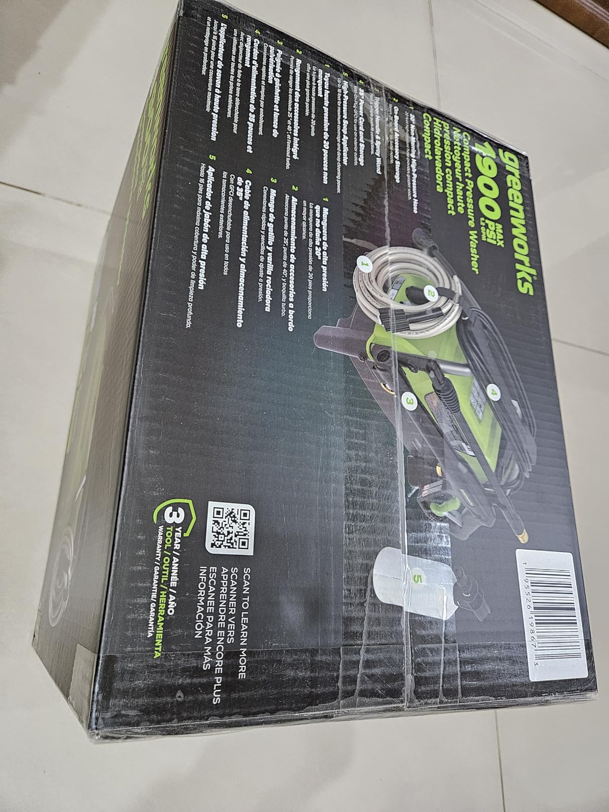 Greenworks 1900 PSI (SGS Certified) 1.2 GPM 13Amp Portable Compact Electric Pressure Washer, Power Washer for Cars, Driveways, Patios, Patio Furniture & Around Pools customer photo 2