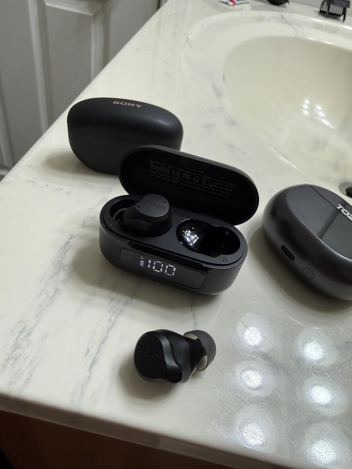 TOZO NC9 Hybrid Active Noise Cancelling Wireless Earbuds, 6 Mics ENC Clear Call, IPX8 Waterproof, in Ear Bluetooth 5.3 Headphones Stereo Bass Ear Buds 60H Playtime with LED Display 32 EQs via APP customer photo 2