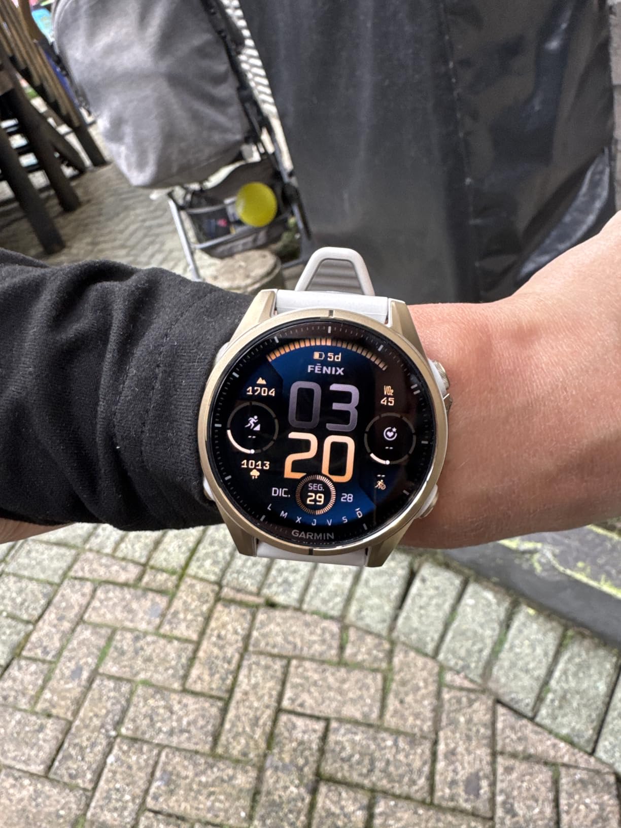 Garmin fēnix 8 - 43mm, AMOLED, Sapphire, Premium Multisport GPS Smartwatch, Long-Lasting Battery Life, Dive-Rated, Soft Gold with Dark Sandstone Band customer photo 2