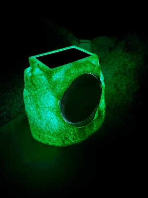 uuffoo 2-Pack Solar Powered Rock Speakers Outdoor Water-Resistant IP44 Rock Speaker with Lights RGB Colors and USB Charging for Patio Pool Party Yard Garden Outside customer photo 2