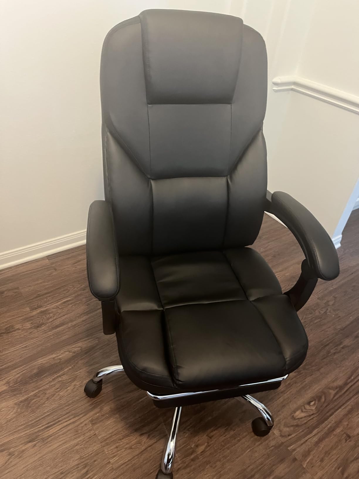 Furmax Massage Office Chair with Foot Rest Executive Big and Tall Office Chair Ergonomic Home Office Desk Chairs, Reclining High Back Leather Chair with Lumbar Support, 400LBS (Black) customer photo 1