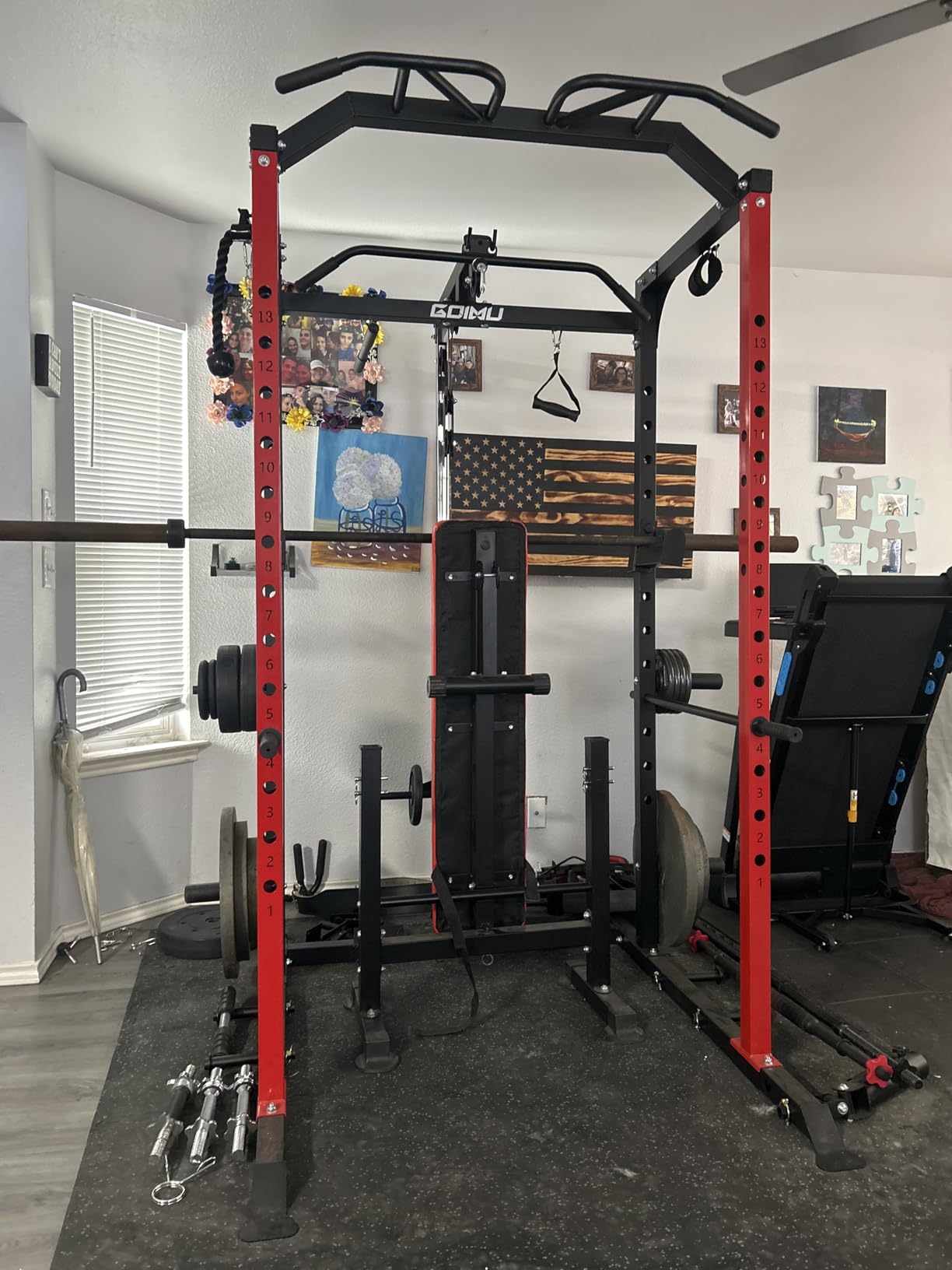 C1-V4 Power Cage, 2000LBS Squat Rack with LAT Pulldown, Multi-Function Weight Cage Strength Training Machine, Workout Cage with More Attachments for Home Gym Garage customer photo 1