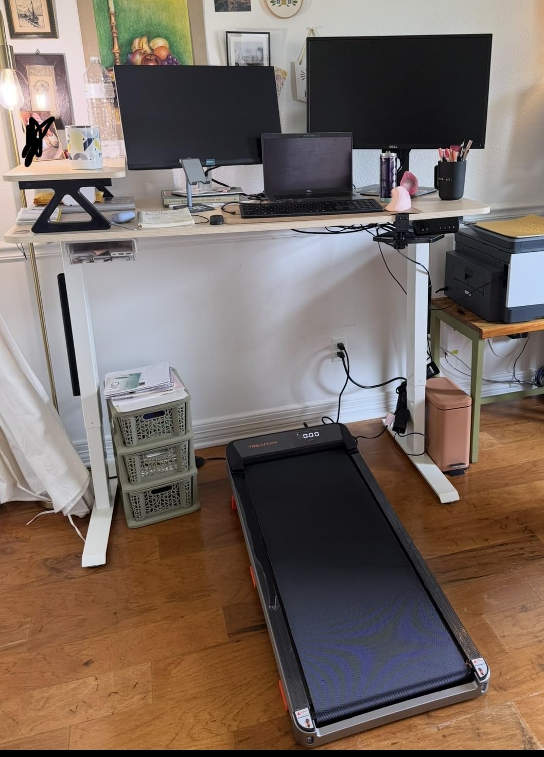 TREAFLOW Walking Pad, Treadmill with Incline for Home Office, 2.5HP Portable Under Desk Treadmill with 265 Lbs Capacity, Remote Control, Led Display customer photo 1