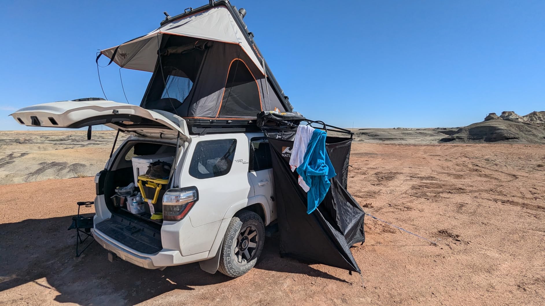 Adventurer Pro Rooftop Tent Hard Shell with USB Outlet, Side Awning, Replaceable Rain Fly & Luggage Racks for 4 Season Camping, Aluminum Pop Up 2-3 Person Roof Top Tent for Truck Jeep SUV Van Trailer customer photo 2